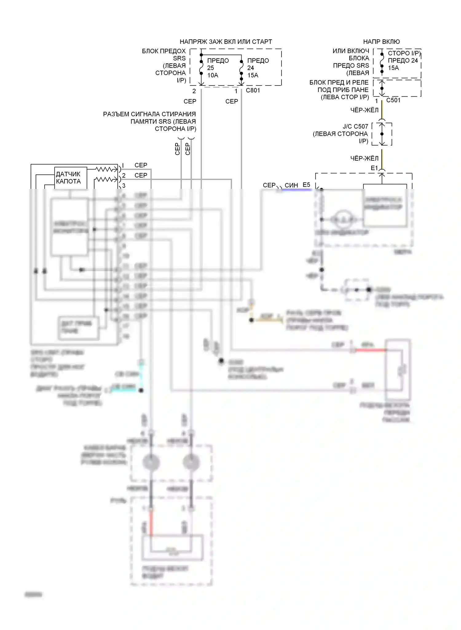 Civic Honda IV (1987-1996): Электросхема подушек безопасности 