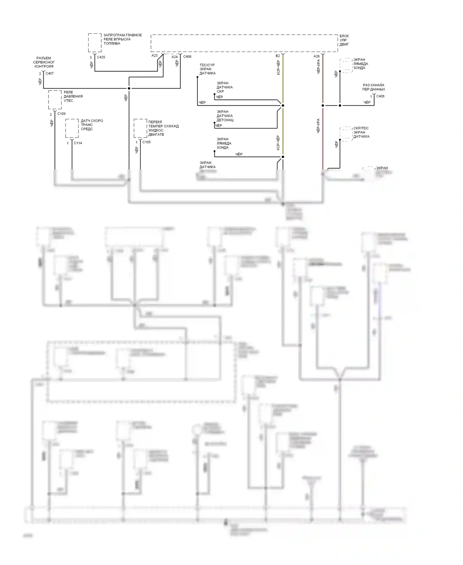 Civic Honda IV (1987-1996): Электросхема точек подключения масс (2 из 3) 