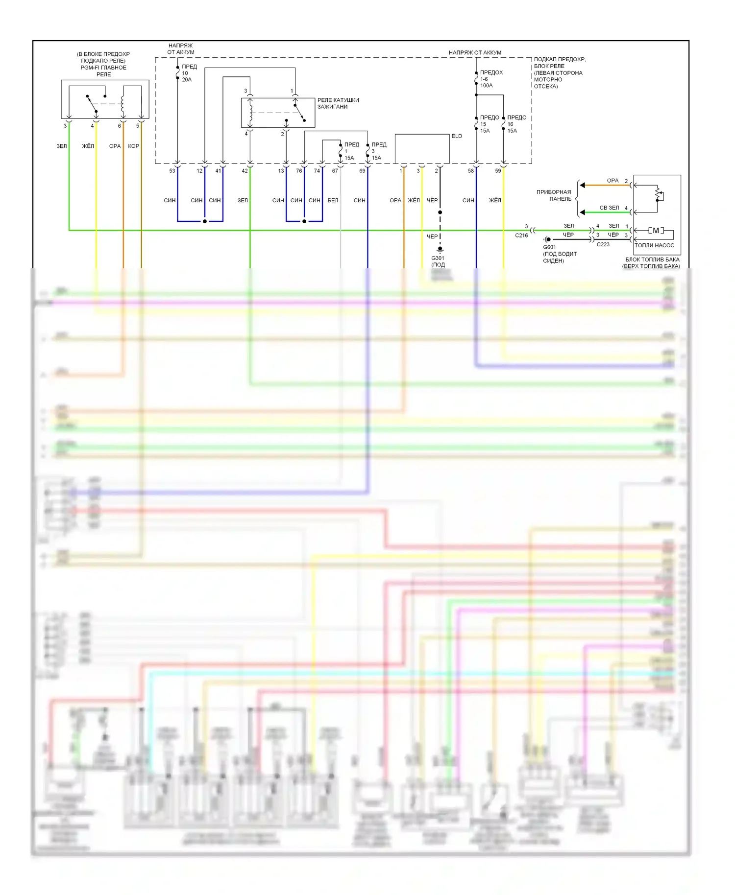 Civic Honda IX рестайлинг (2013-2016): Электросхема двигатель 1.5л гибрид, электросхема органов управления двигателем (2 из 5) 