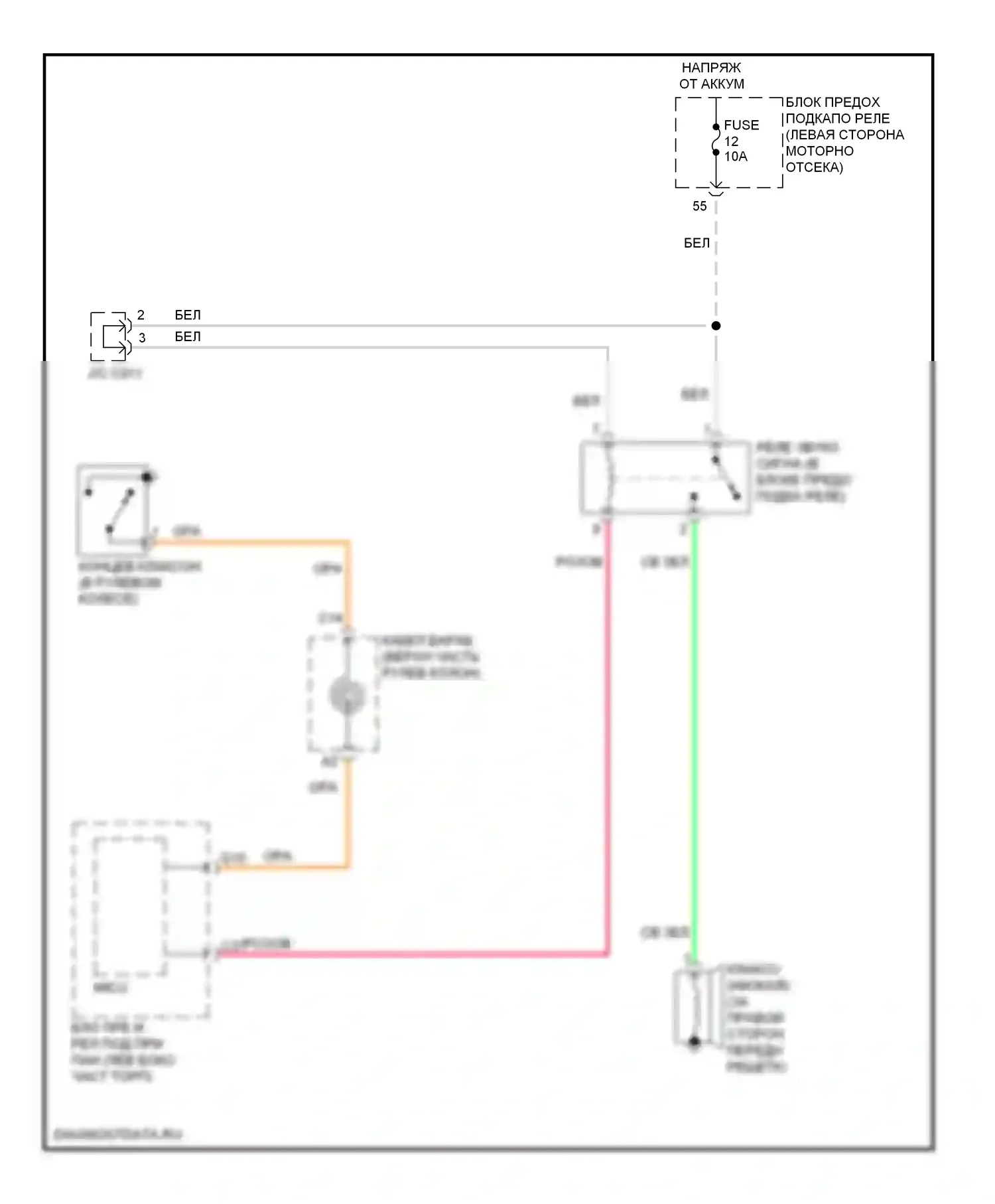 Civic Honda IX рестайлинг (2013-2016): Электросхема клаксона, гибридная 