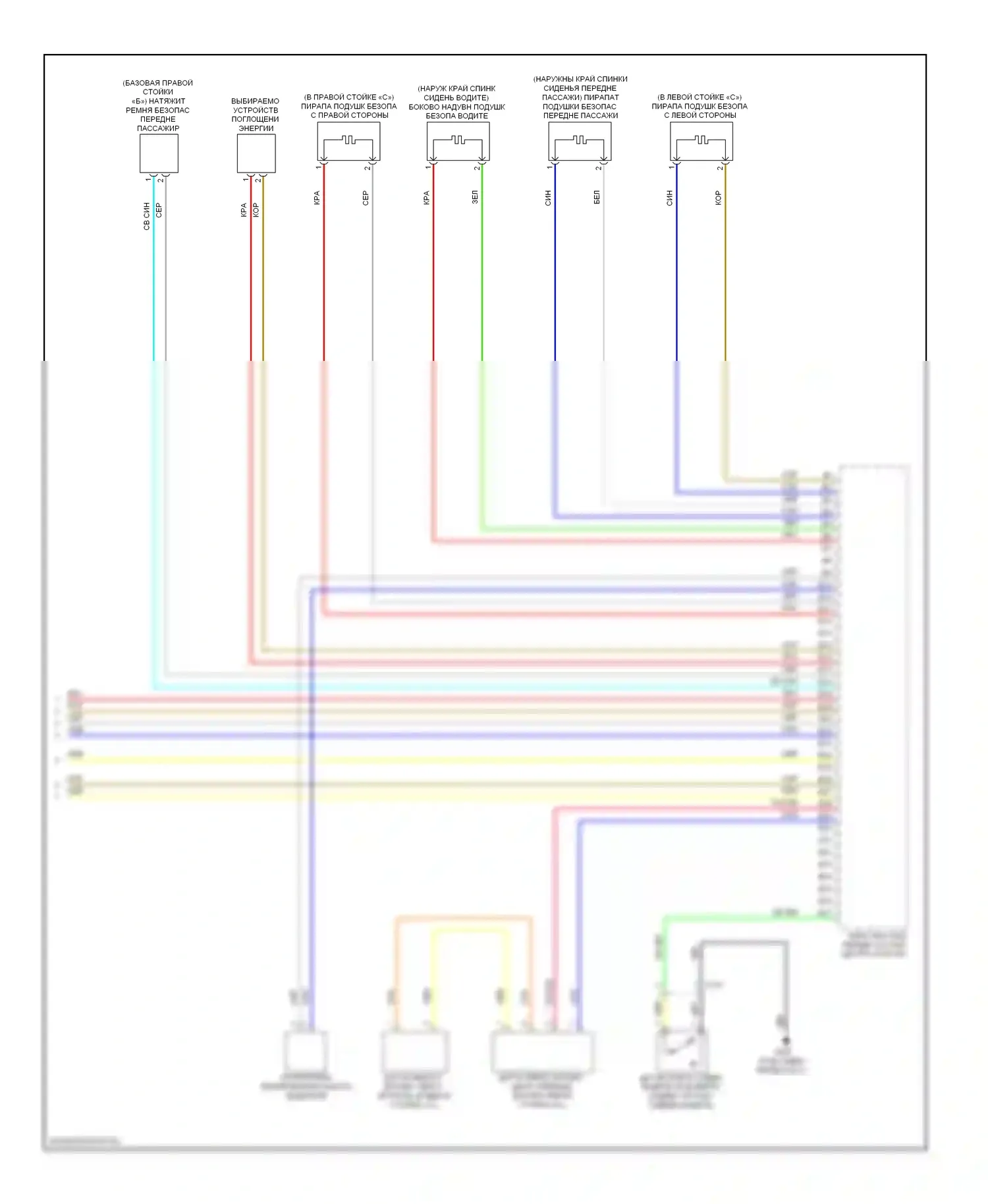 Civic Honda IX рестайлинг (2013-2016): Электросхема подушек безопасности, кроме гибридного седана (4 из 4) 