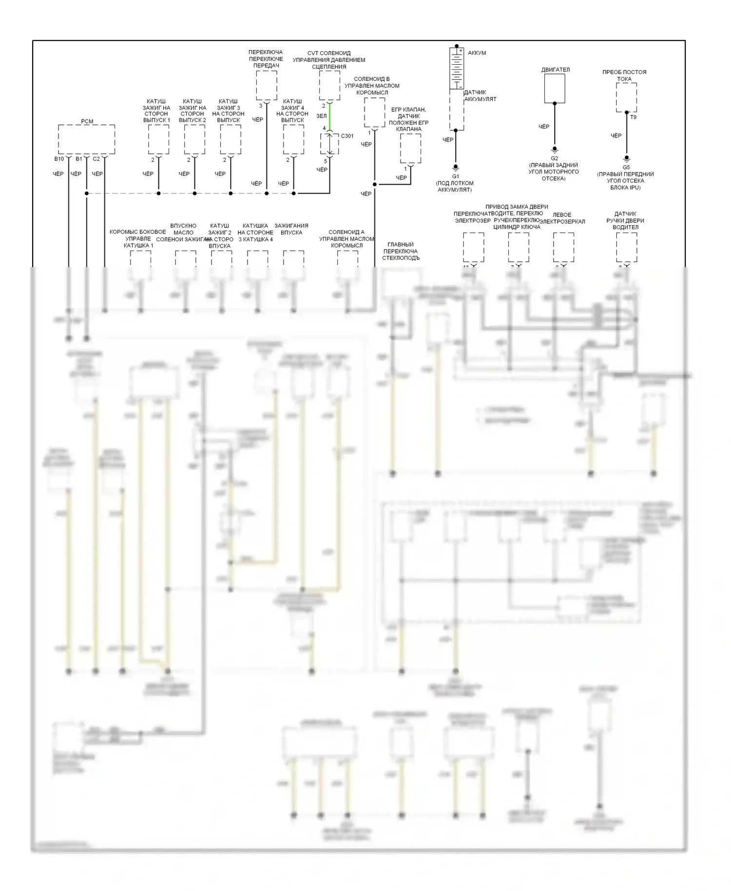 Civic Honda IX рестайлинг (2013-2016): Электросхема разводки массы, гибридная (1 из 4) 