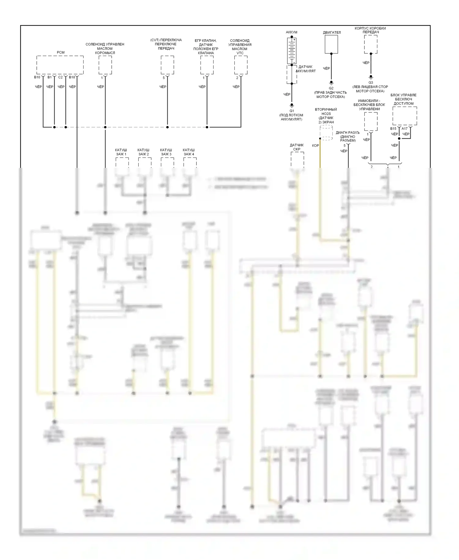 Civic Honda IX рестайлинг (2013-2016): Электросхема разводки массы, кроме гибридной (1 из 5) 