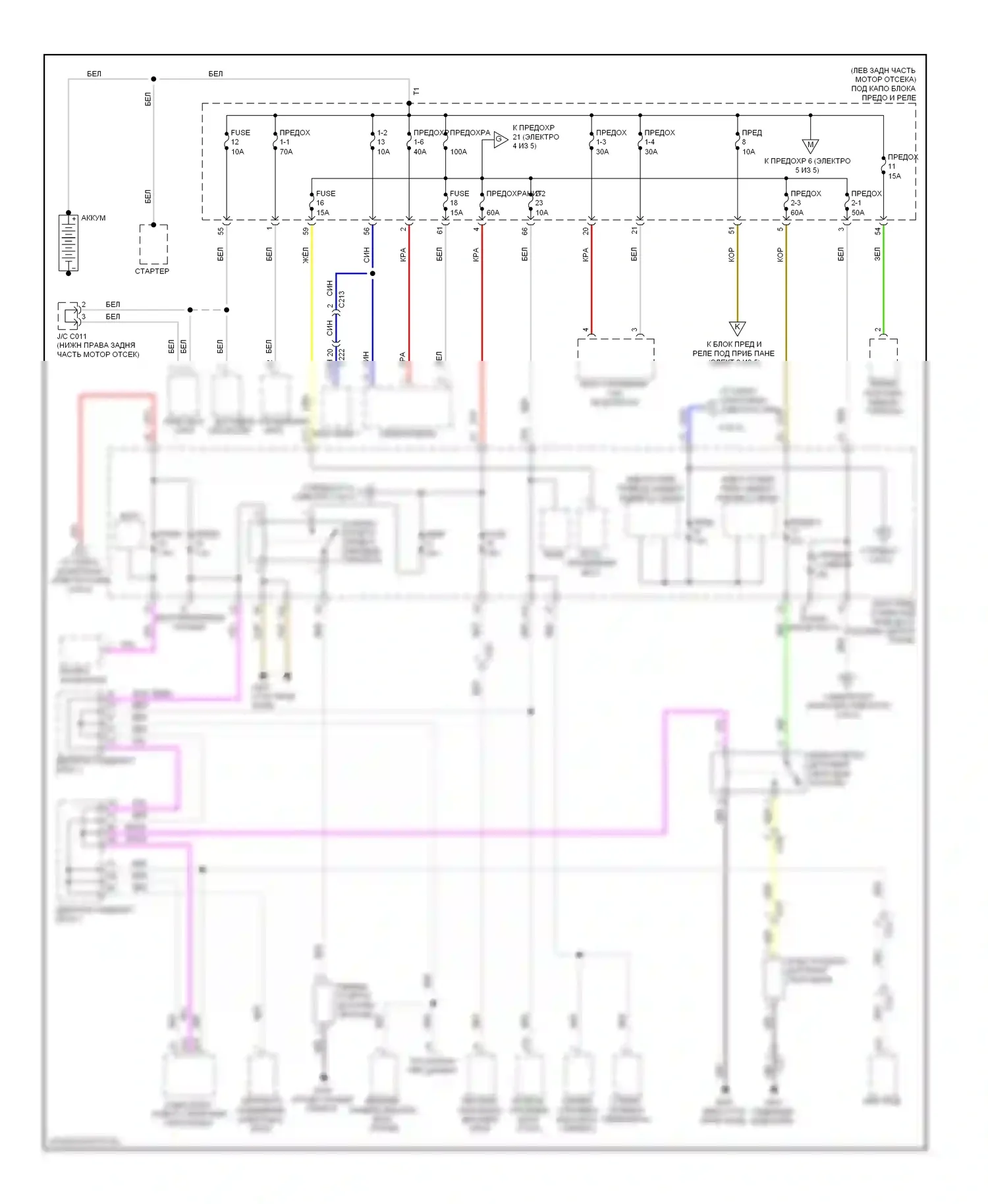 Civic Honda IX (2011-2015): Электросхема блока предохранителей реле, гибридного (1 из 5) 