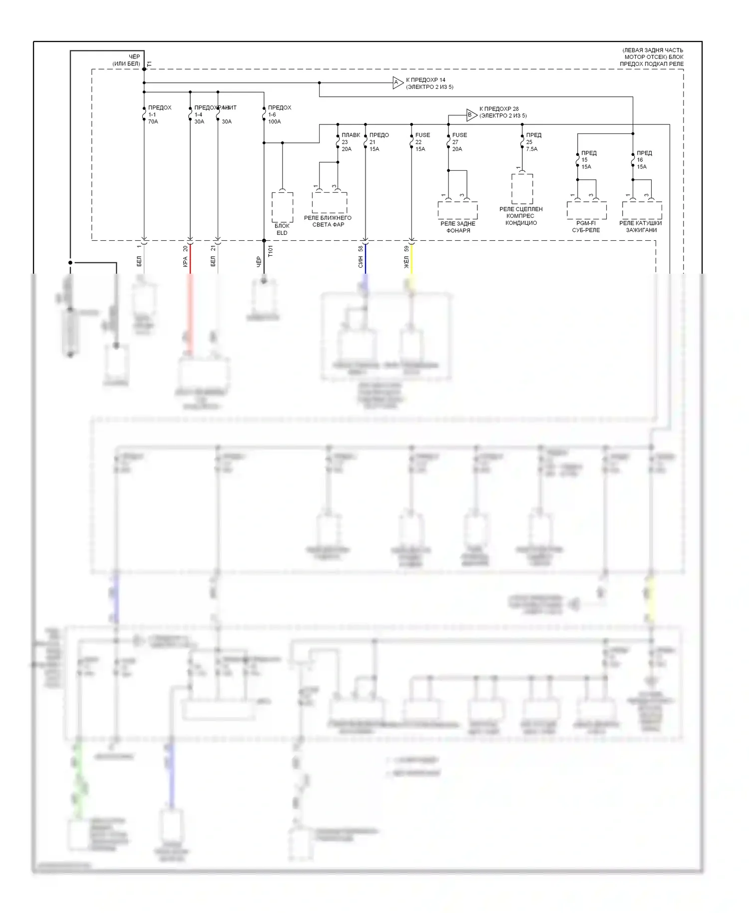 Civic Honda IX (2011-2015): Электросхема блока предохранителей реле, кроме гибридного (1 из 5) 