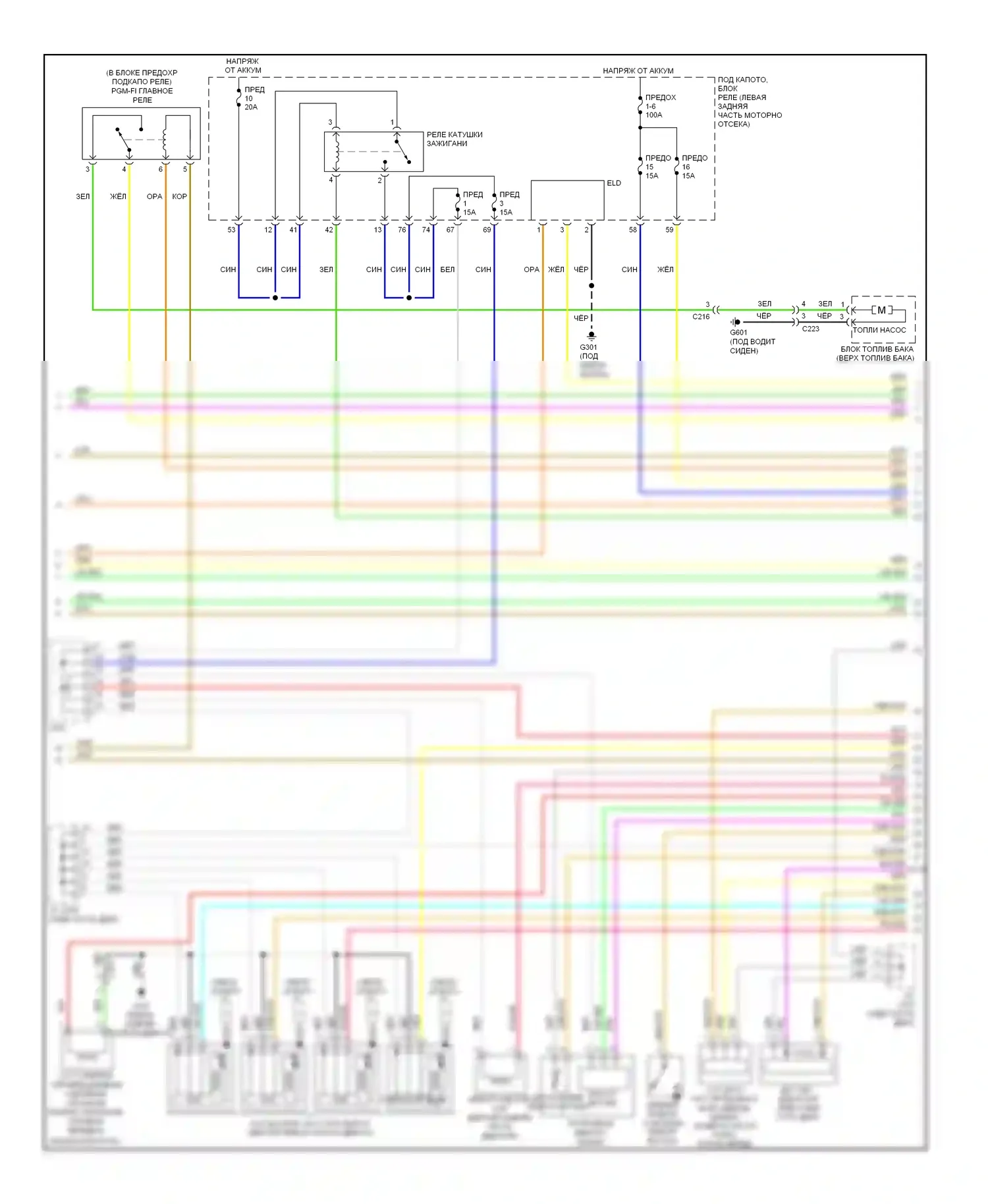 Civic Honda IX (2011-2015): Электросхема двигатель 1.5л гибрид, электросхема органов управления двигателем (2 из 5) 
