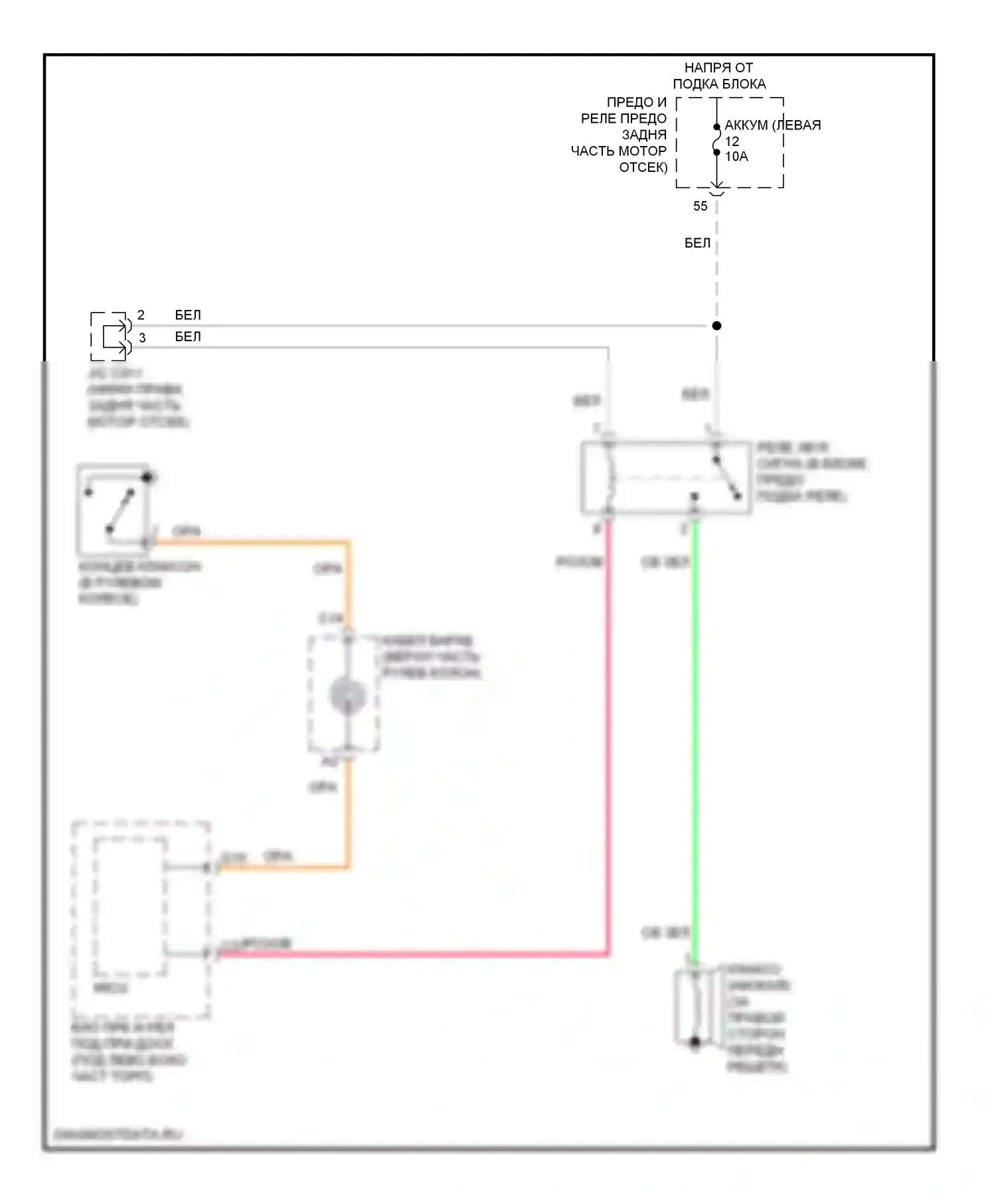 Civic Honda IX (2011-2015): Электросхема клаксона, гибридная 