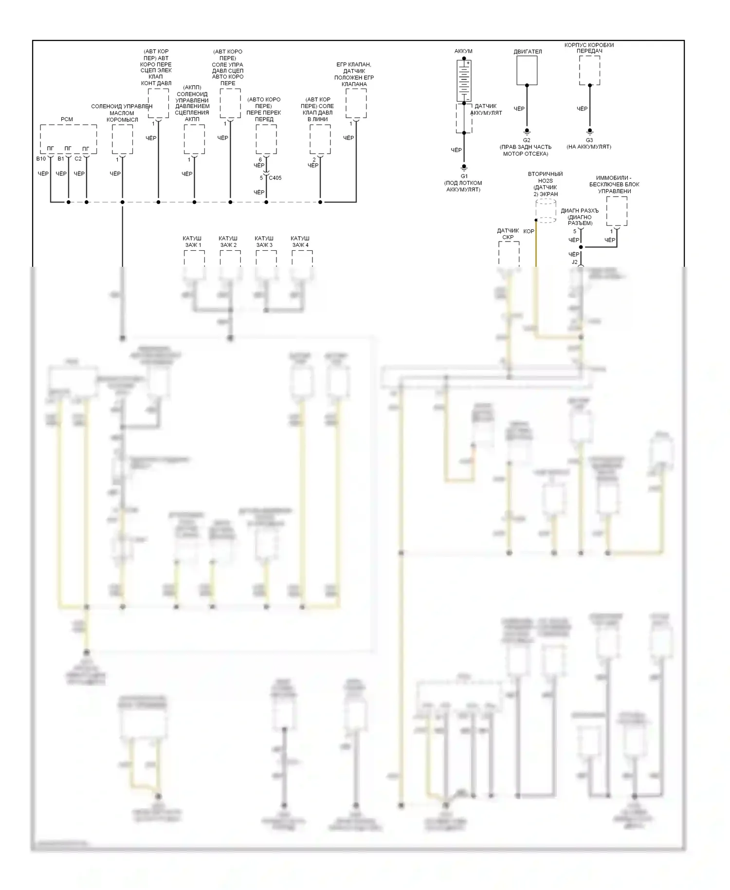 Civic Honda IX (2011-2015): Электросхема разводки массы, кроме гибридной (1 из 5) 
