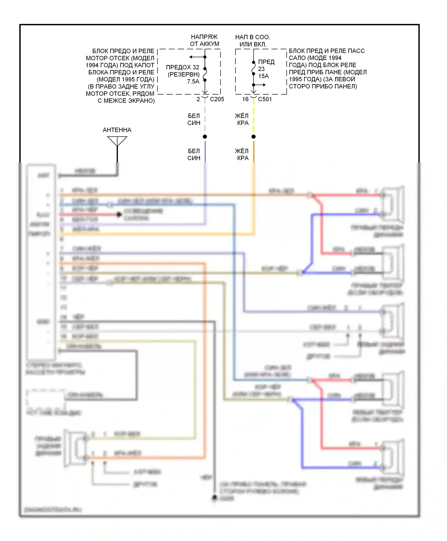 Civic Honda V (1991-1997): Электросхемы радиосвязи, базовой магнитолы 