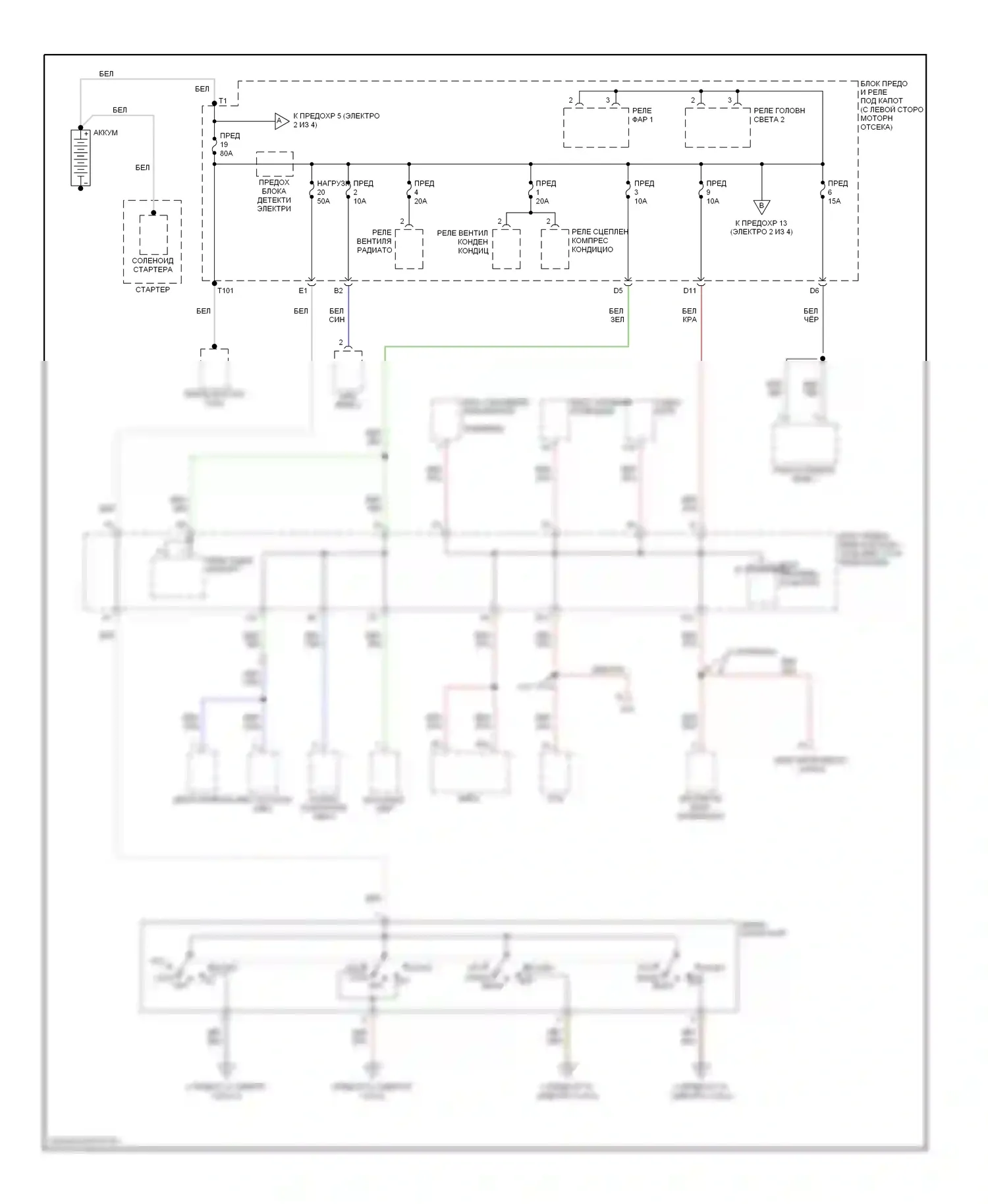 Civic Honda VII рестайлинг (2003-2006): Электросхема блока предохранителей реле, гибридного (1 из 4) 