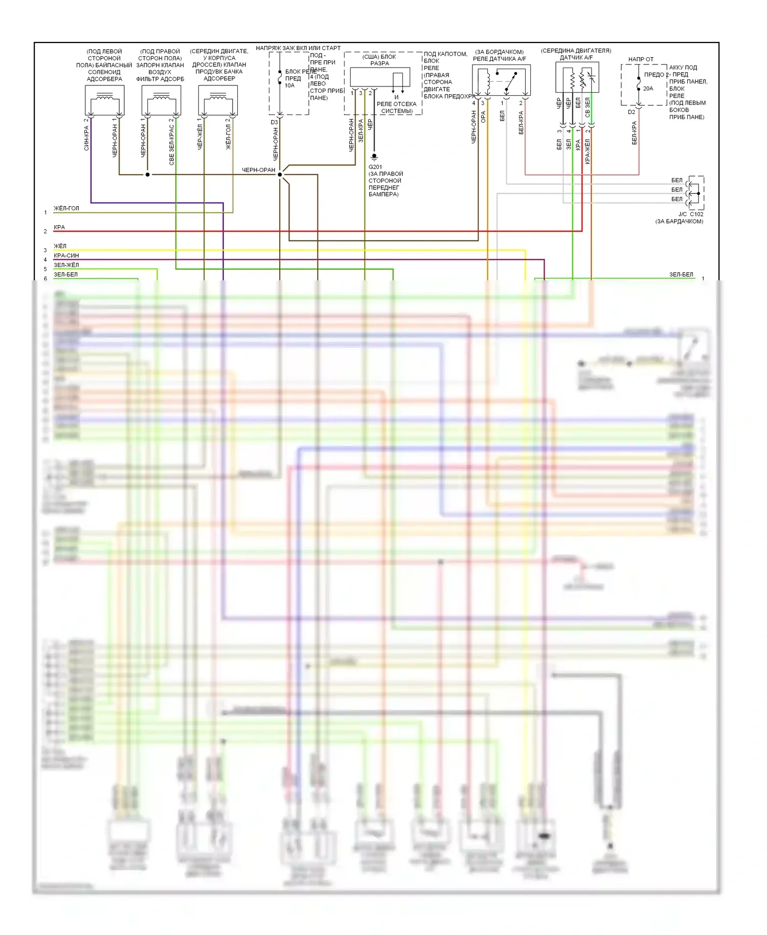 Civic Honda VII рестайлинг (2003-2006): Электросхема двигателя 1.7l, hx автомат коробки передач (2 из 3) 