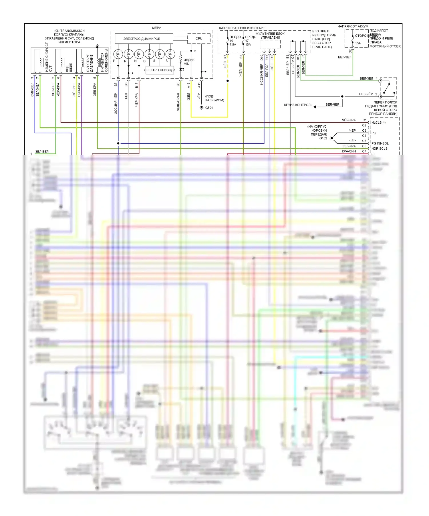 Civic Honda VII рестайлинг (2003-2006): Электросхема двигателя 1.7l, hx автомат коробки передач (3 из 3) 