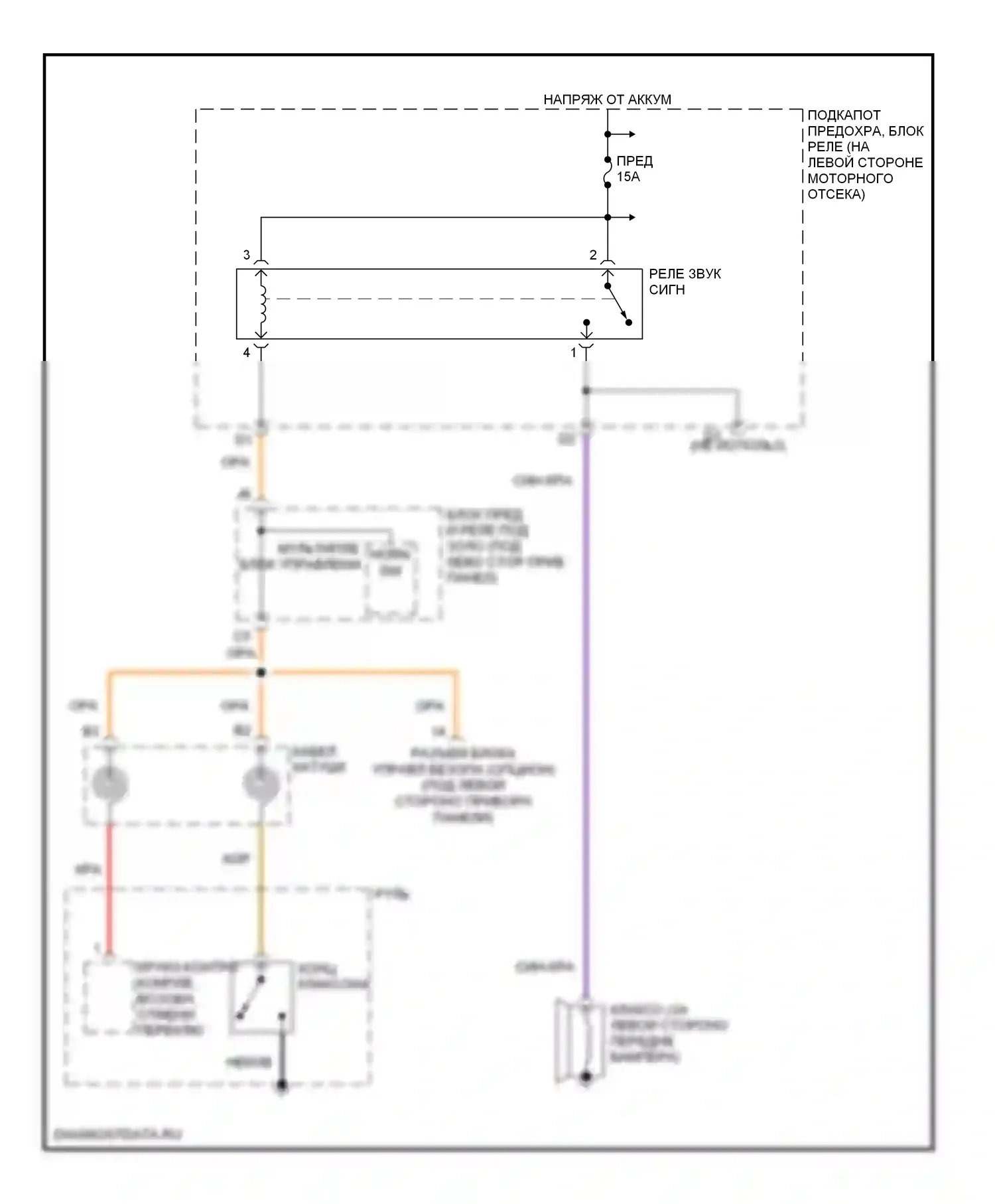Civic Honda VII рестайлинг (2003-2006): Электросхема клаксона, гибридная 