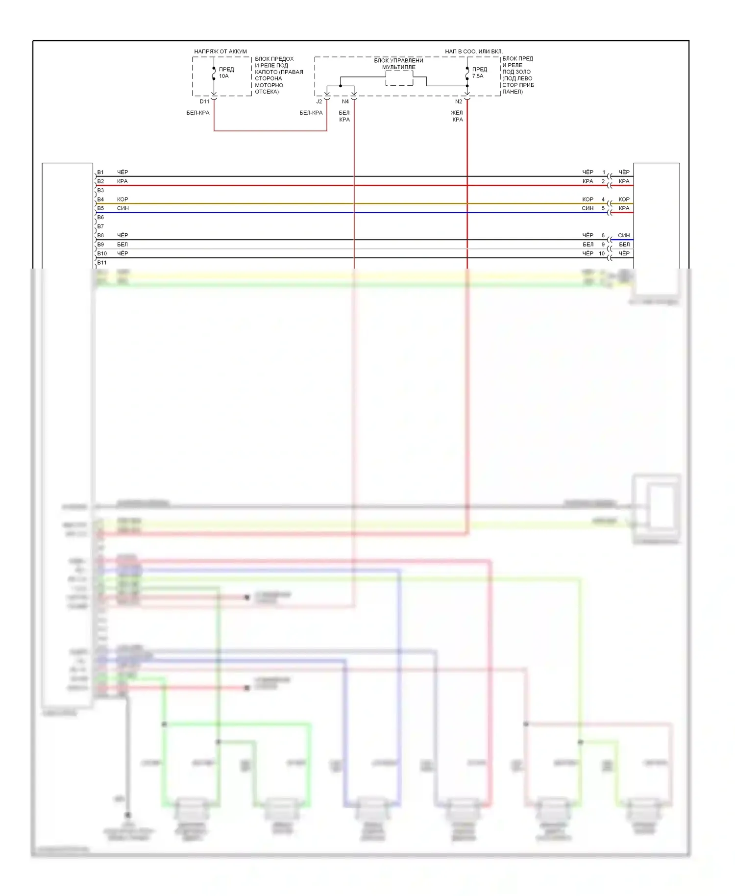 Civic Honda VII рестайлинг (2003-2006): Электросхема магнитолы, хэтчбек 