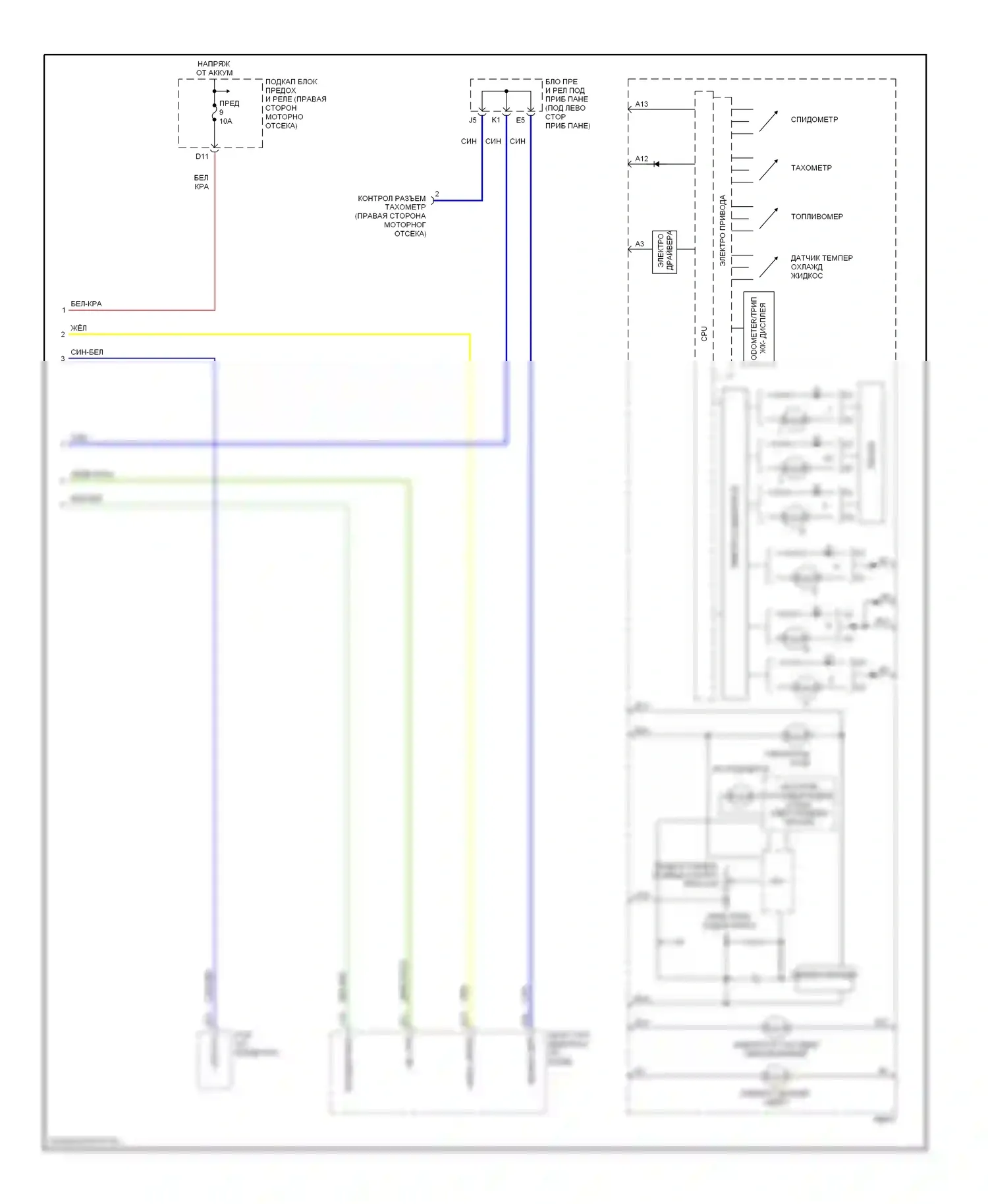 Civic Honda VII рестайлинг (2003-2006): Электросхема приборной панели, dx, gx (2 из 2) 