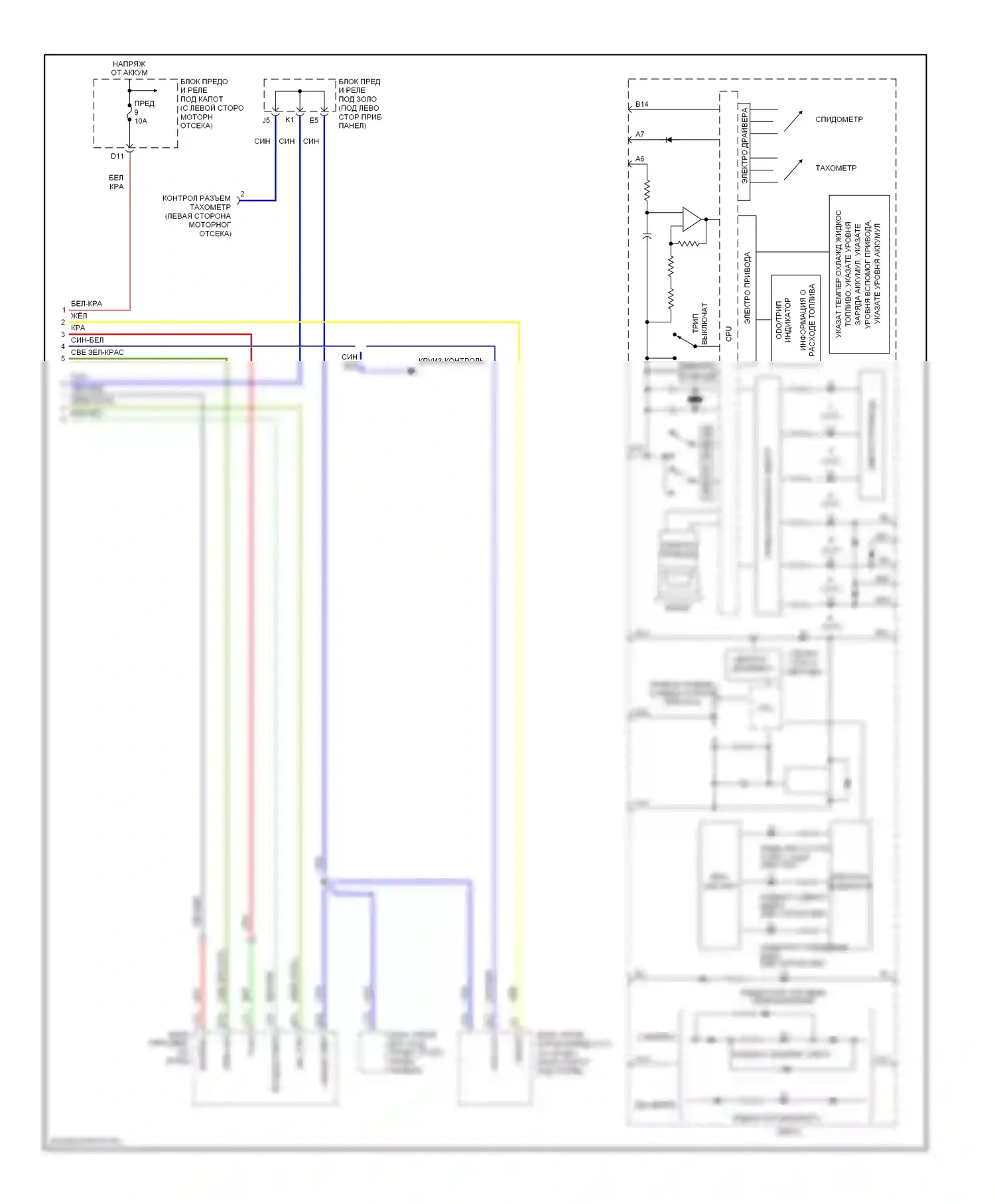 Civic Honda VII рестайлинг (2003-2006): Электросхема приборной панели, гибридная (2 из 2) 