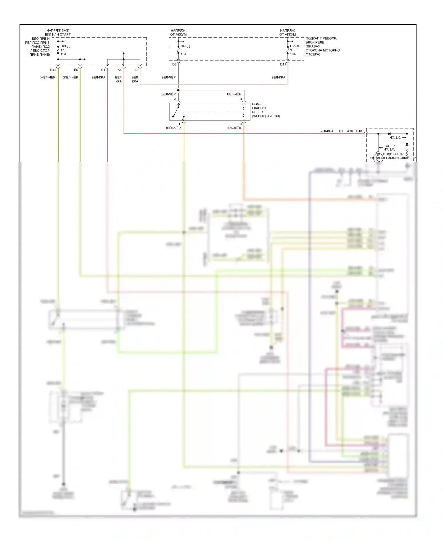Civic Honda VII рестайлинг (2003-2006): Электросхема иммобилайзера, кроме gx и гибридного 
