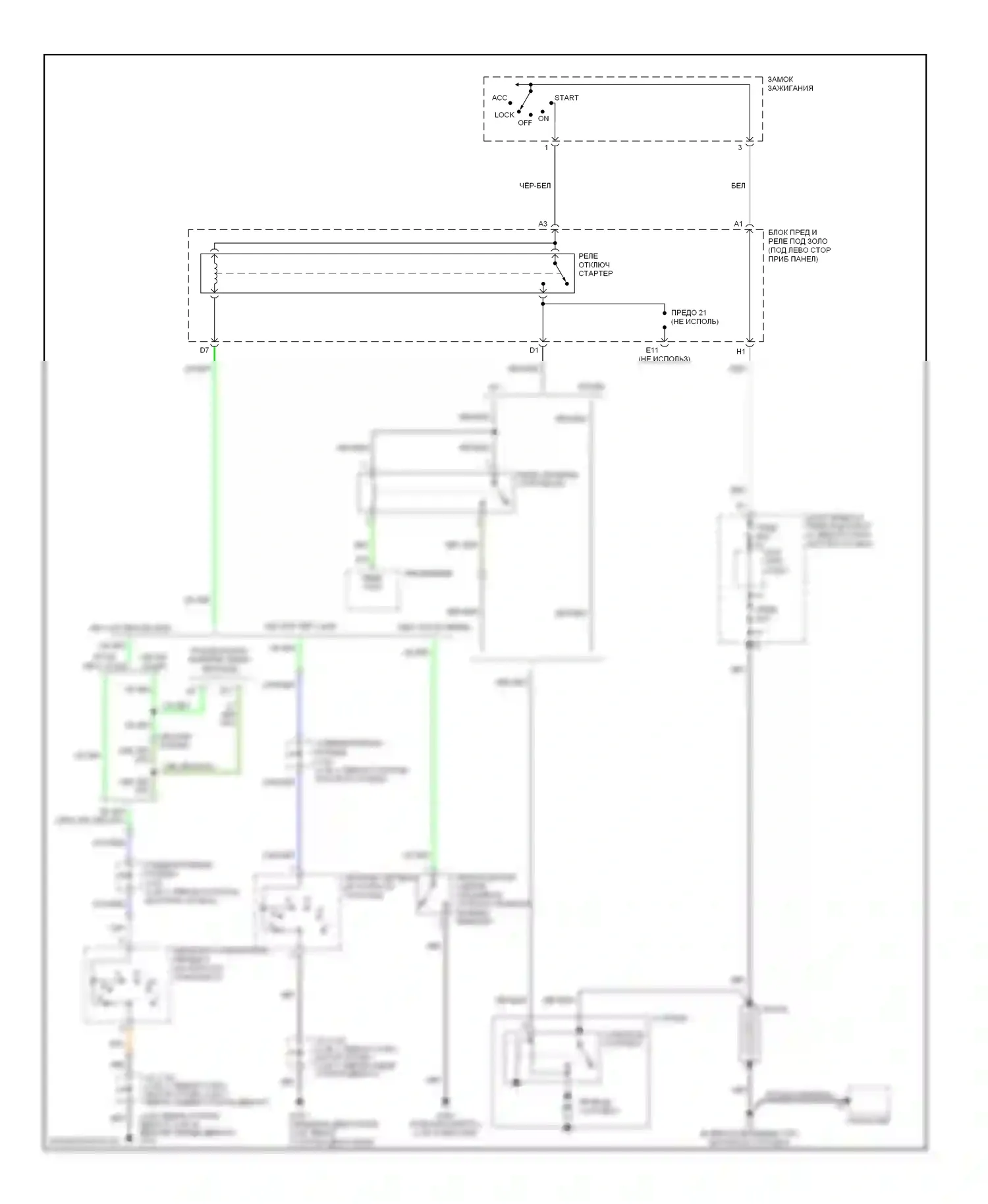 Civic Honda VII рестайлинг (2003-2006): Электросхема стартера, кроме хэтчбека и гибрида 