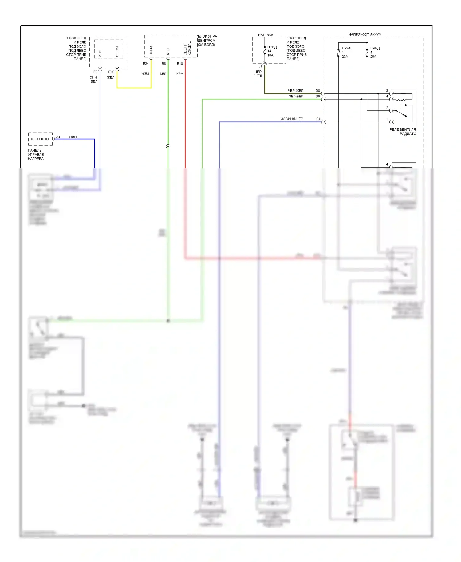 Civic Honda VII рестайлинг (2003-2006): Электросхема вентилятора охлаждения, хэтчбек 