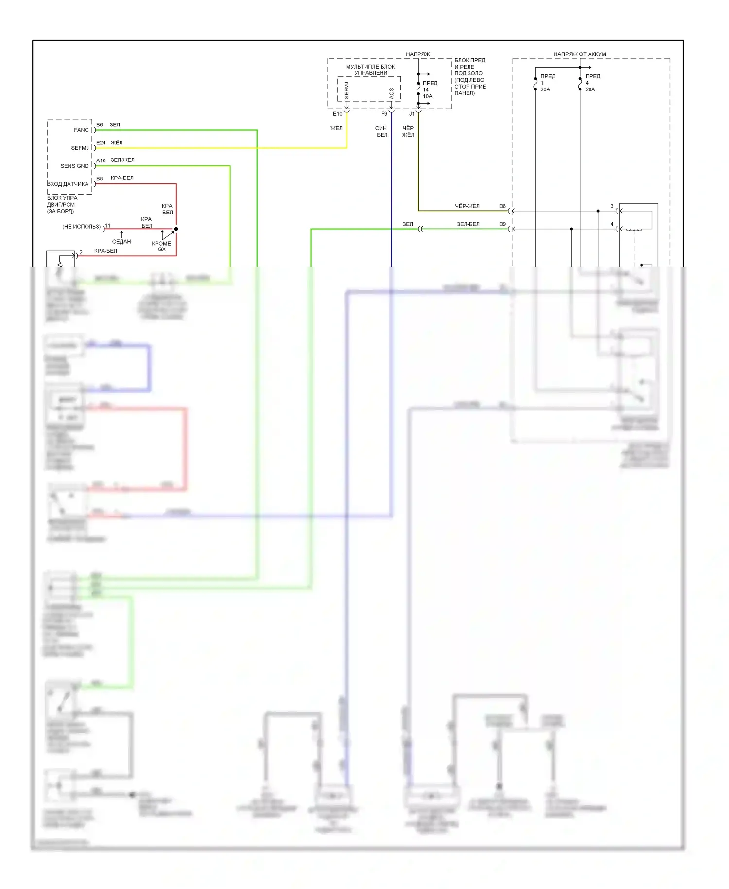 Civic Honda VII рестайлинг (2003-2006): Электросхема вентилятора охлаждения, кроме хэтчбека и гибрида 