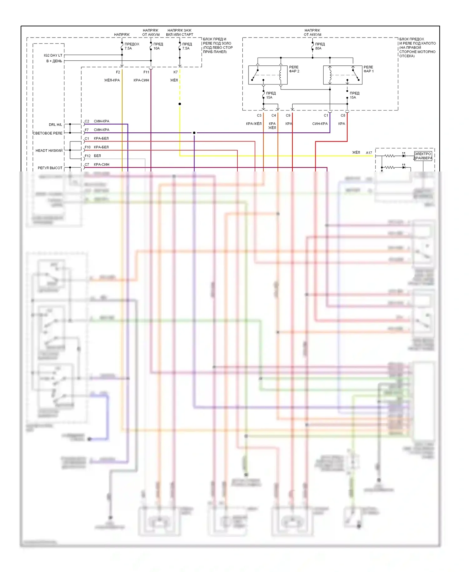 Civic Honda VII (2000-2003): Электросхема фар, канада 