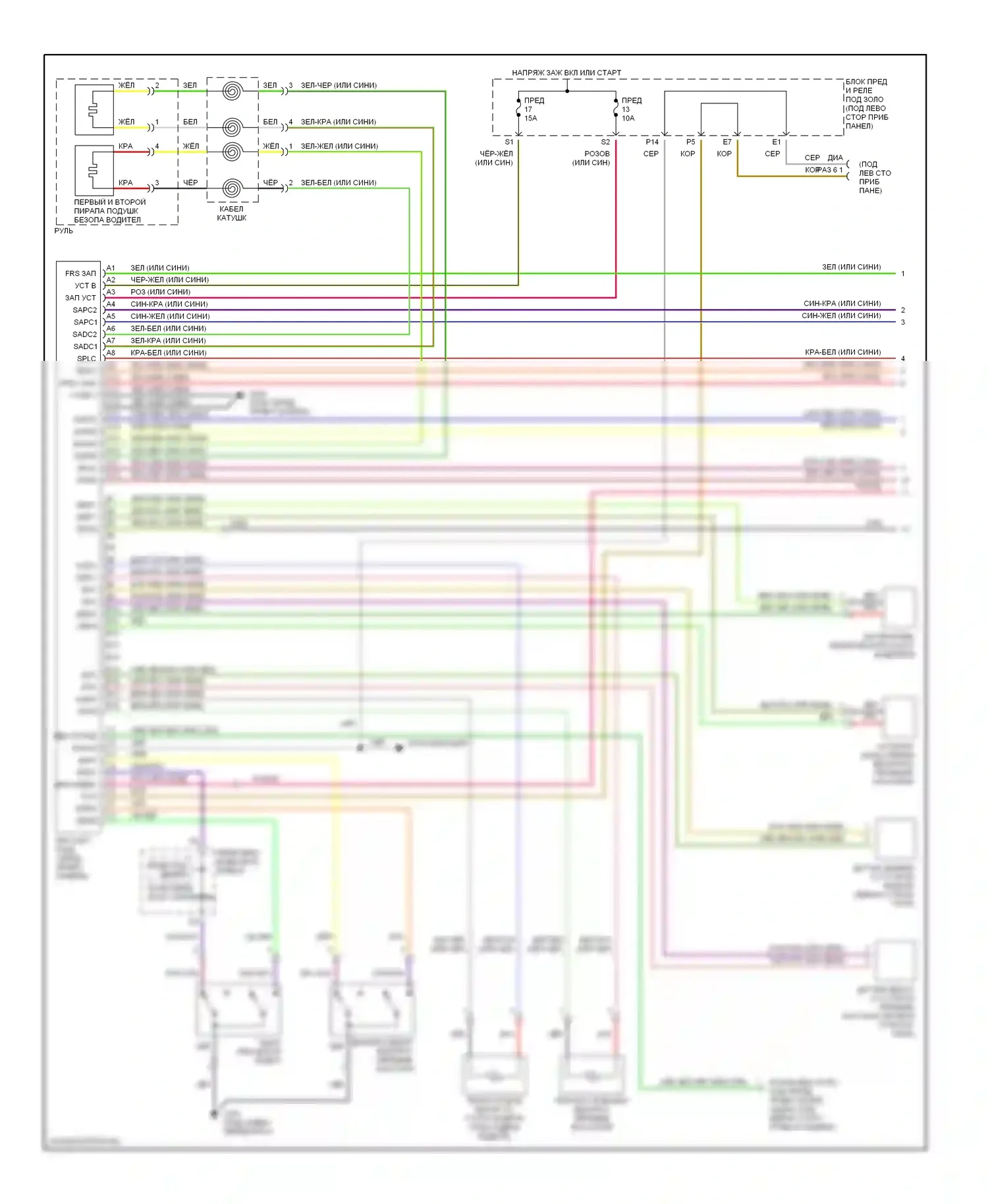 Civic Honda VII (2000-2003): Электросхема подушек безопасности (1 из 2) 