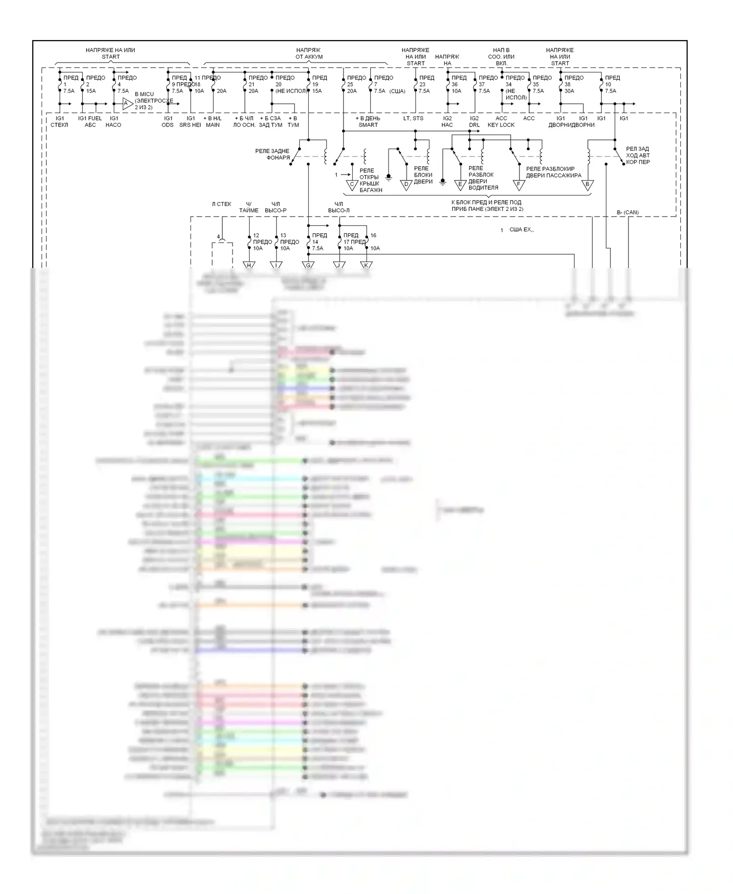 Civic Honda VIII рестайлинг (2008-2011): Электросхема блоков управления кузовом, за исключением гибридного (1 из 2) 