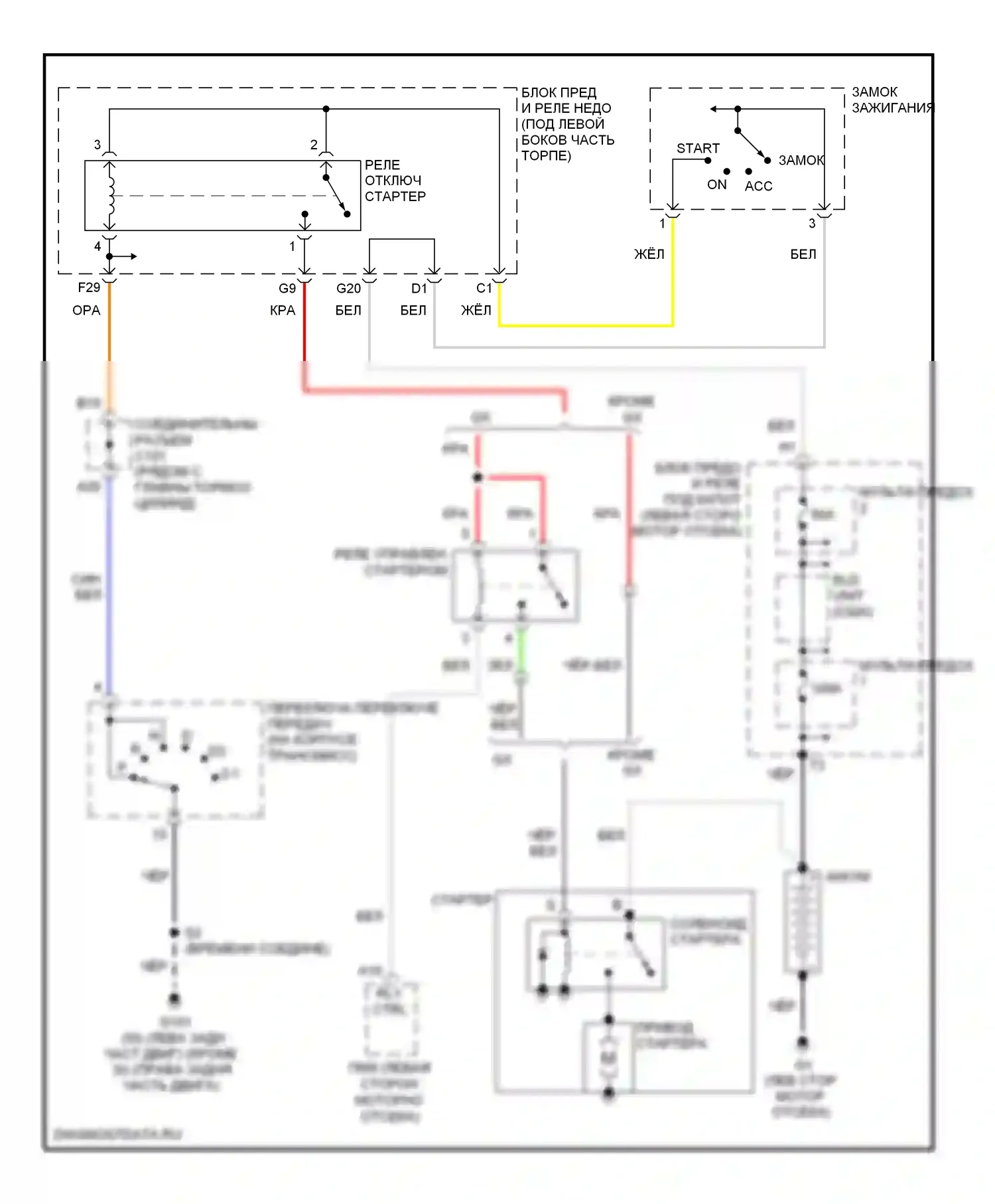 Civic Honda VIII рестайлинг (2008-2011): Электросхема стартера, автоматическая коробка передач, кроме гибридной 