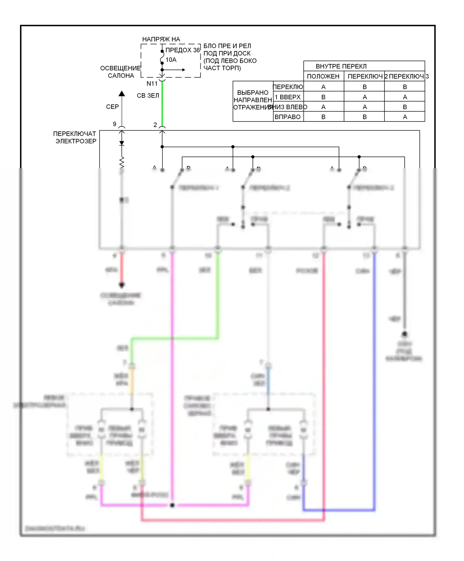 Civic Honda VIII рестайлинг (2008-2011): Управление зеркалами заднего вида электросхема, купе 
