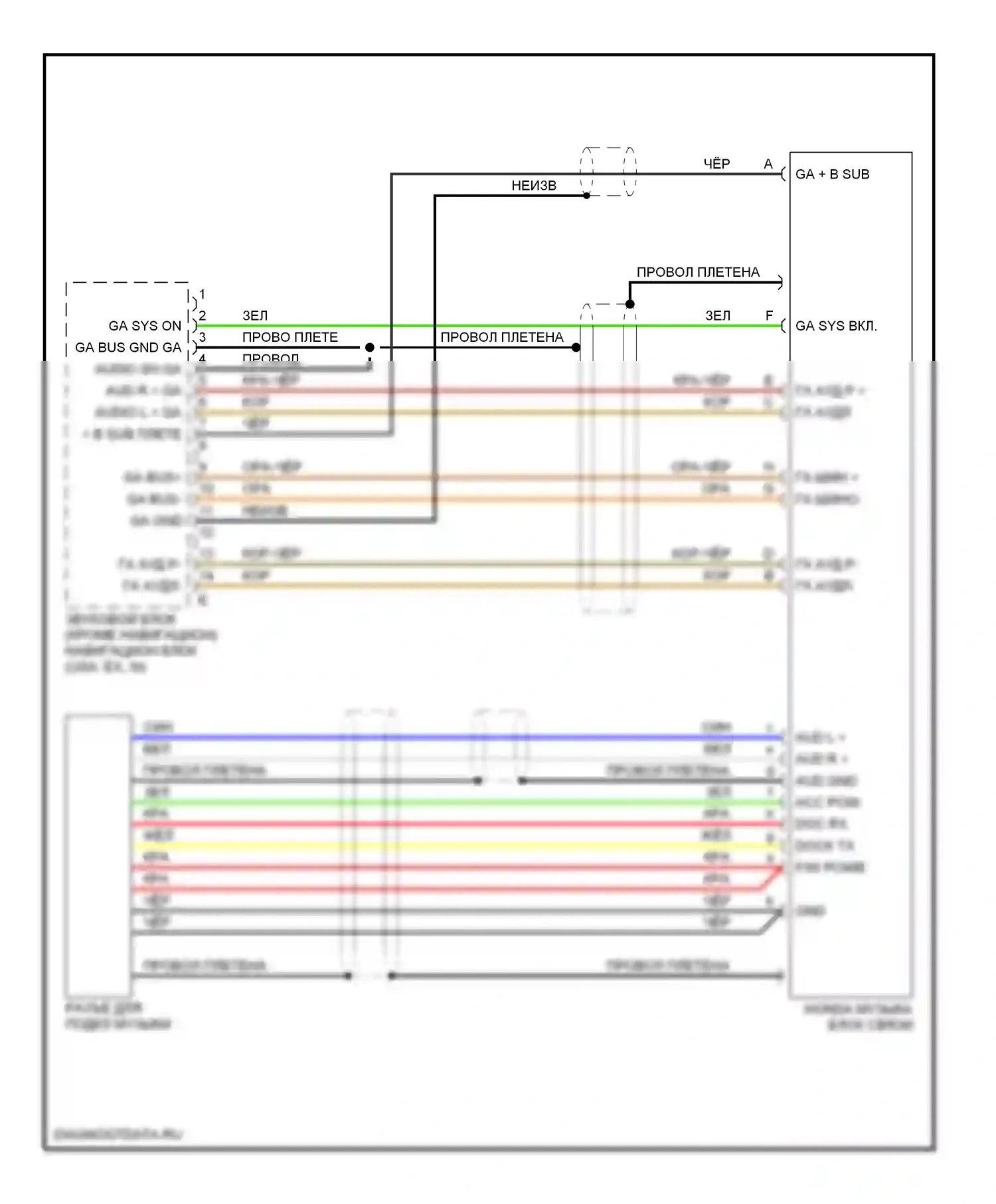 Civic Honda VIII (2005-2009): Электросхема линии связи с музыкой 