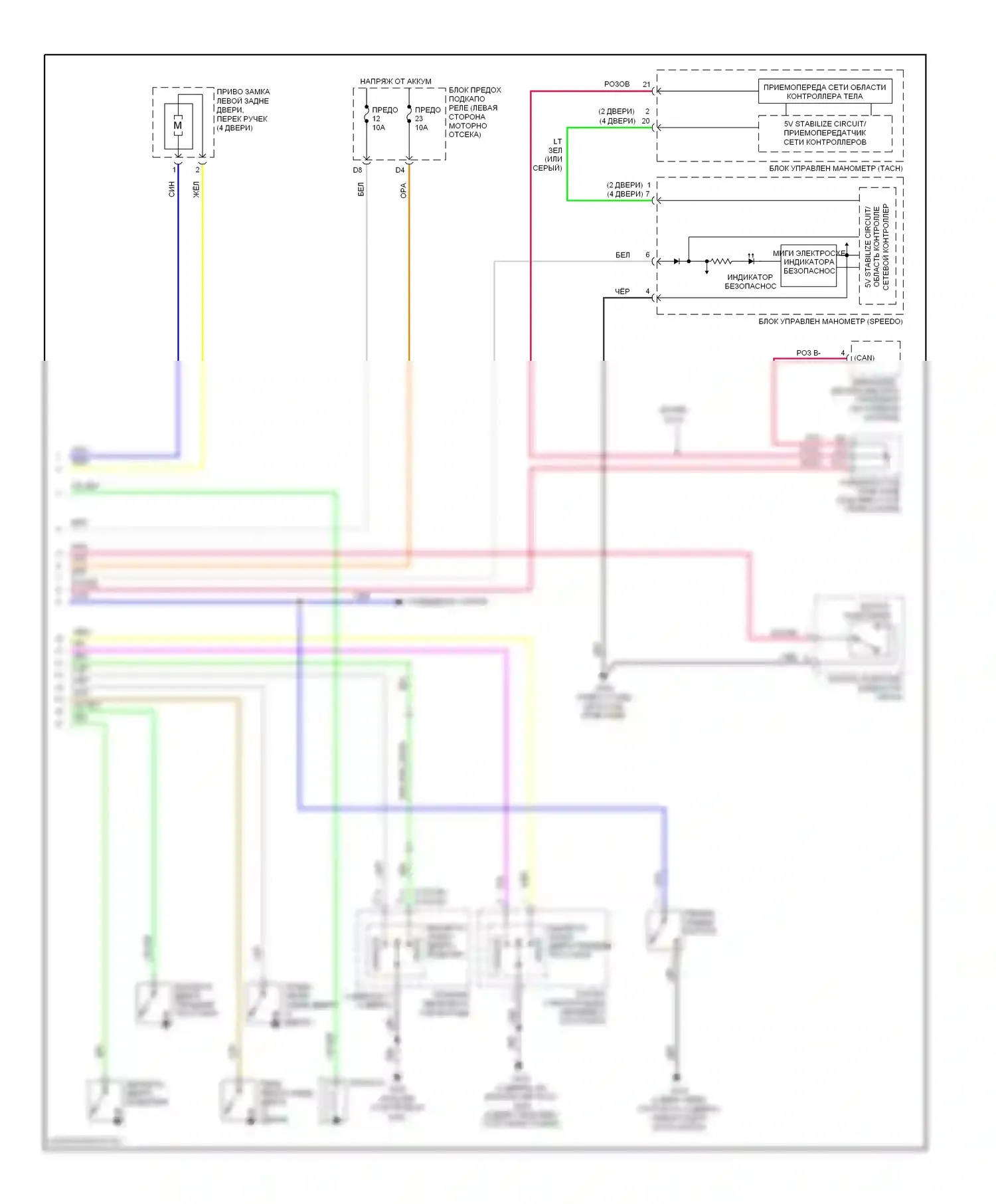 Civic Honda VIII (2005-2009): Электросхема центрального замка, за исключением гибридной канады (2 из 2) 