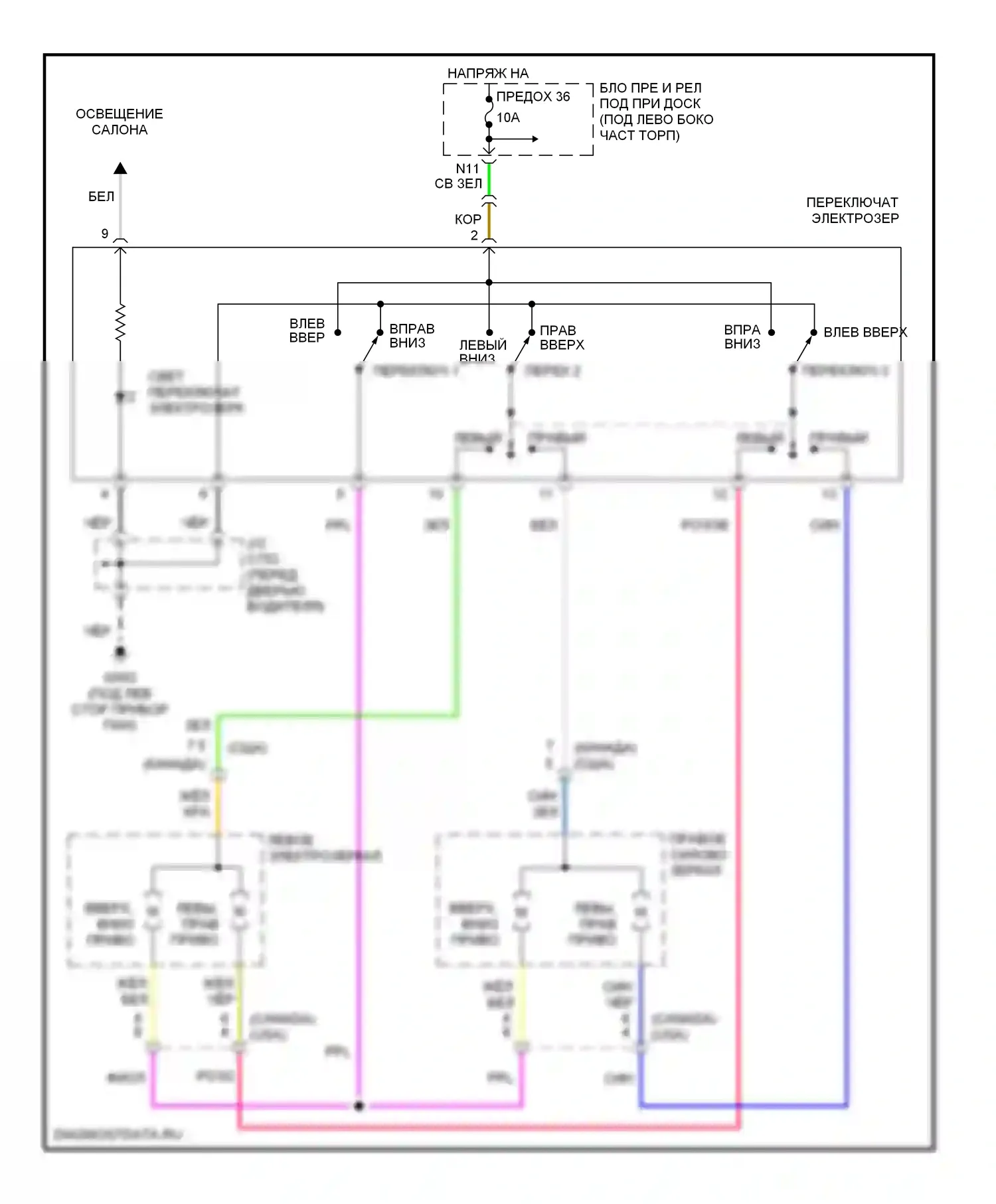Civic Honda VIII (2005-2009): Электросхема управления зеркалами заднего вида, гибрид 