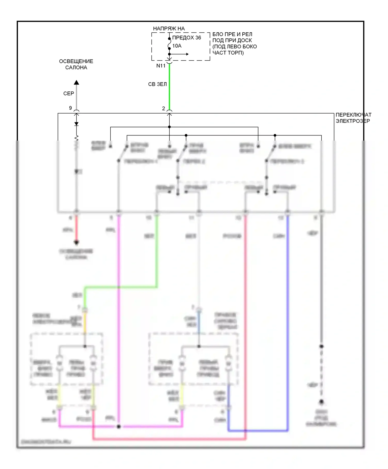 Civic Honda VIII (2005-2009): Управление зеркалами заднего вида электросхема, купе 