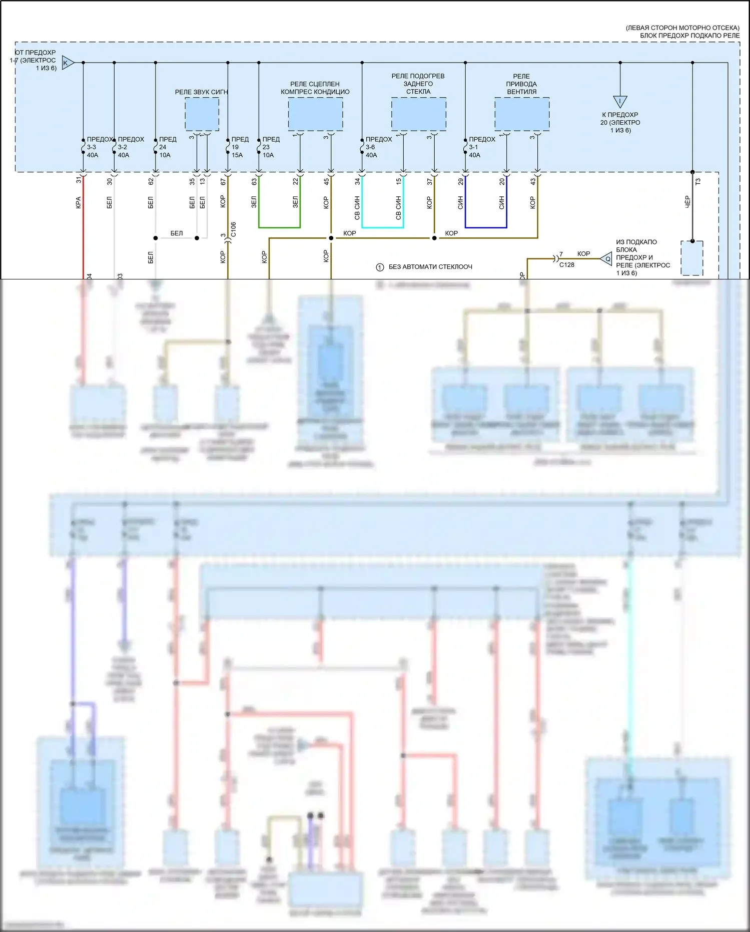 Civic Honda X (2015-2021): Электросхема блока предохранителей реле, хэтчбек (2 из 6) 