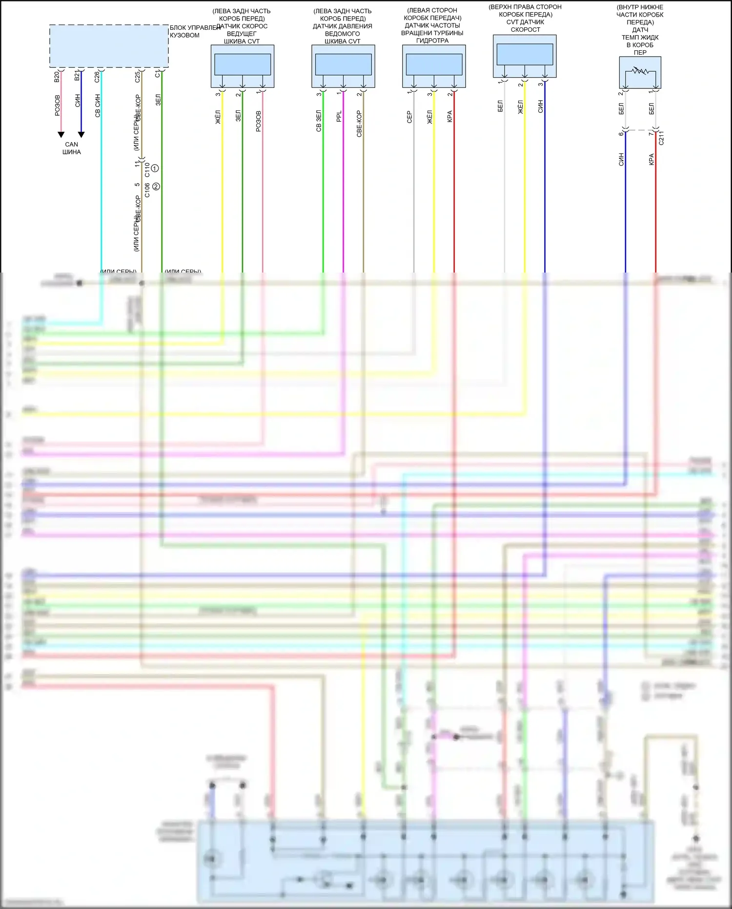 Civic Honda X (2015-2021): 1.5л турбо, электросхема коробки передач (2 из 3) 