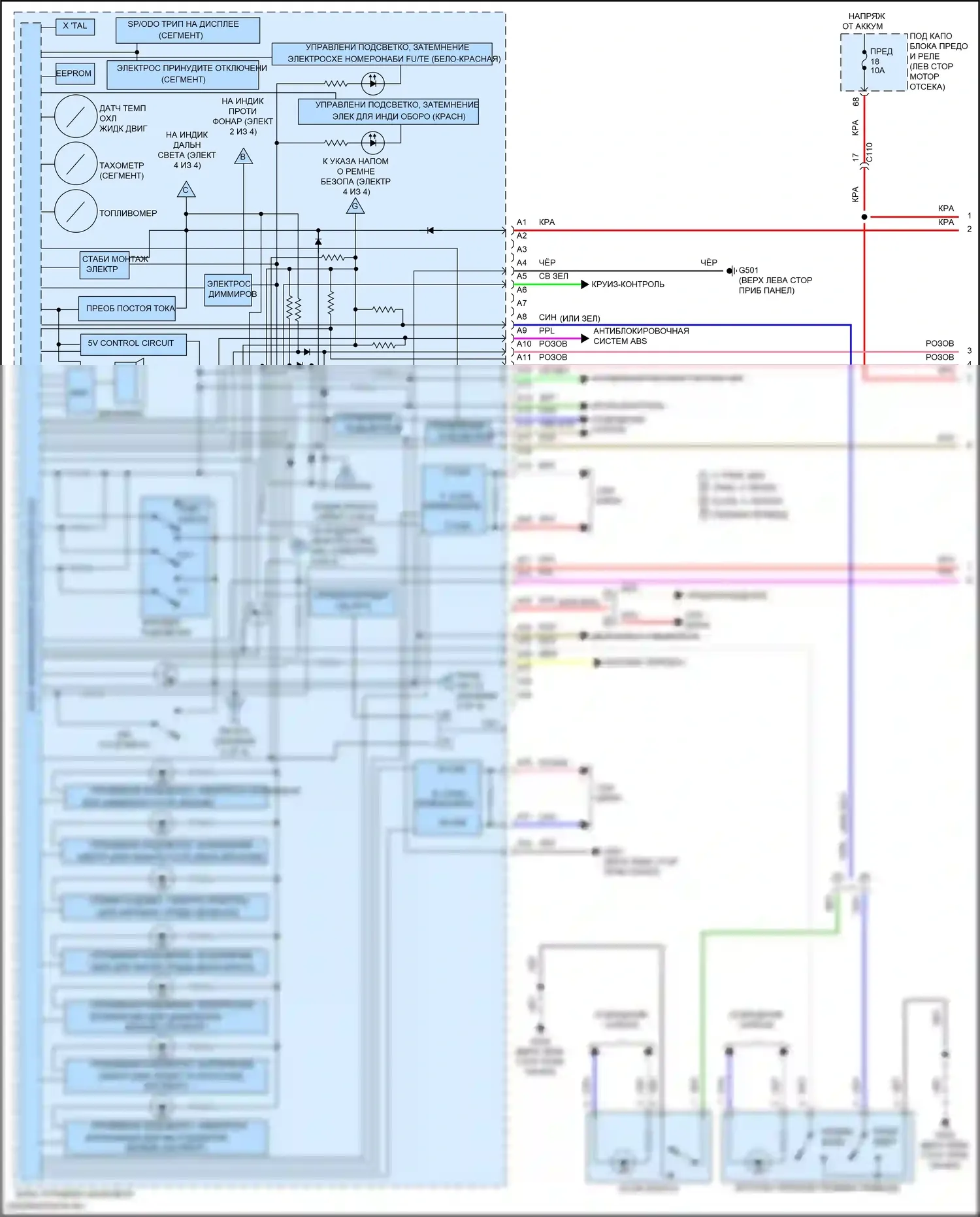 Civic Honda X (2015-2021): Электросхема приборной панели, хэтчбек (1 из 4) 