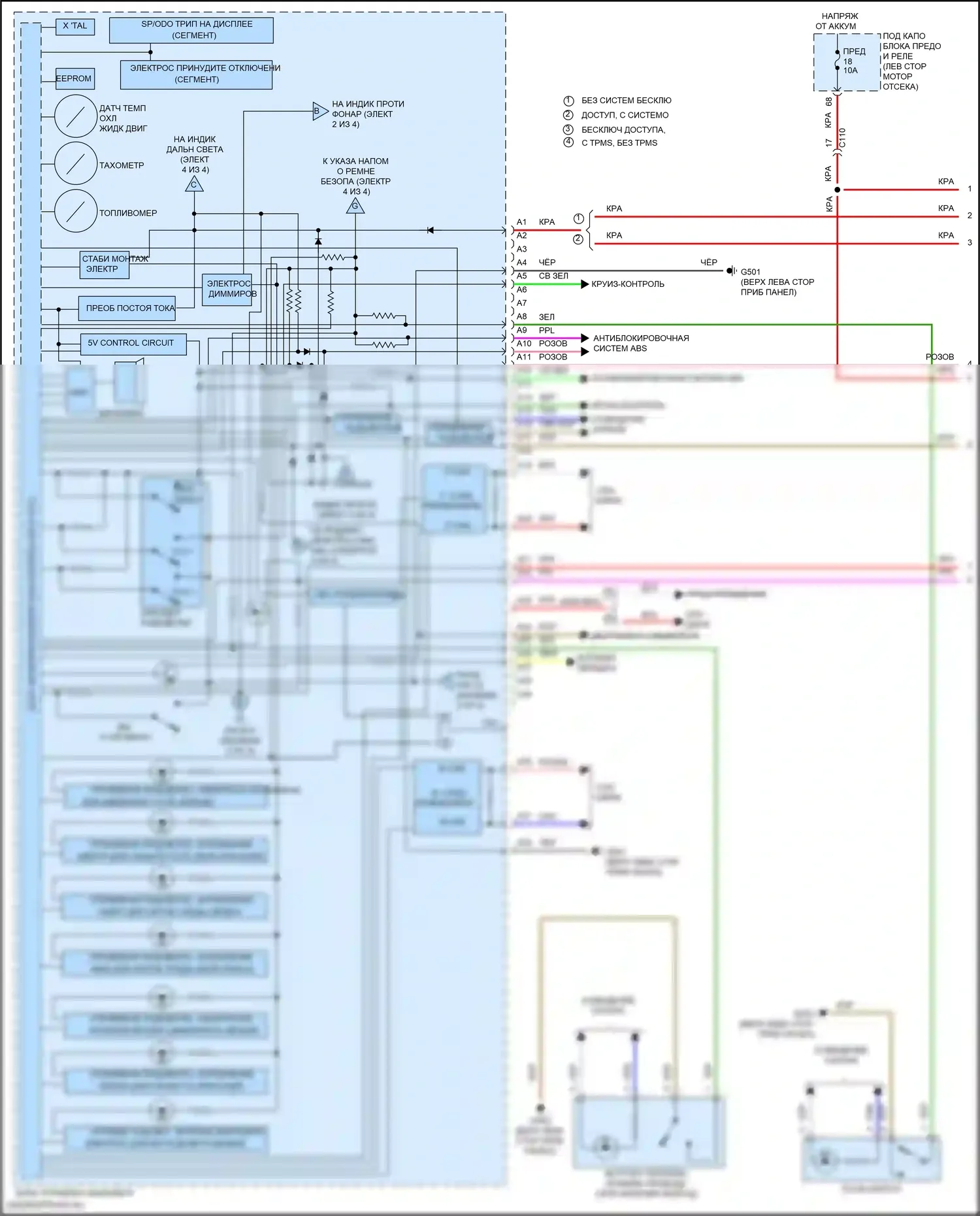 Civic Honda X (2015-2021): Электросхема приборной панели, купе (1 из 4) 