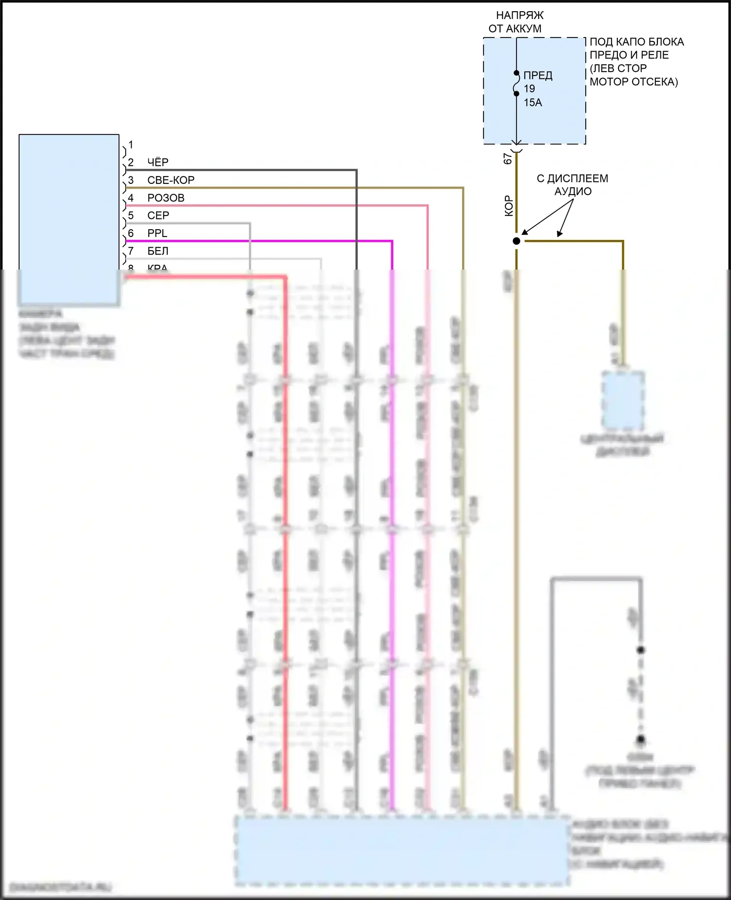 Civic Honda X (2015-2021): Электросхема камеры заднего вида, хэтчбек 