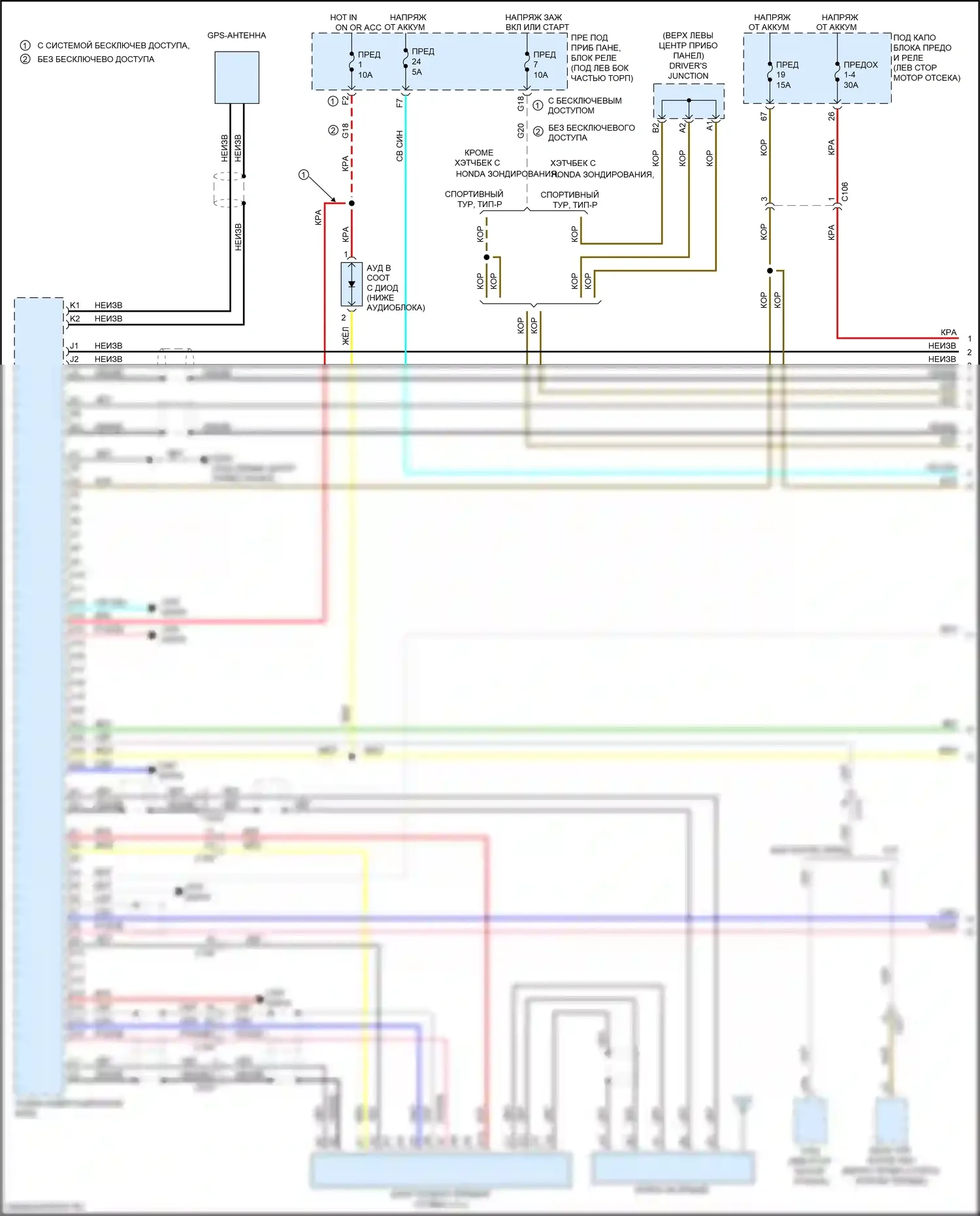 Civic Honda X (2015-2021): Электросхема навигации, хэтчбек с усилителем (1 из 4) 