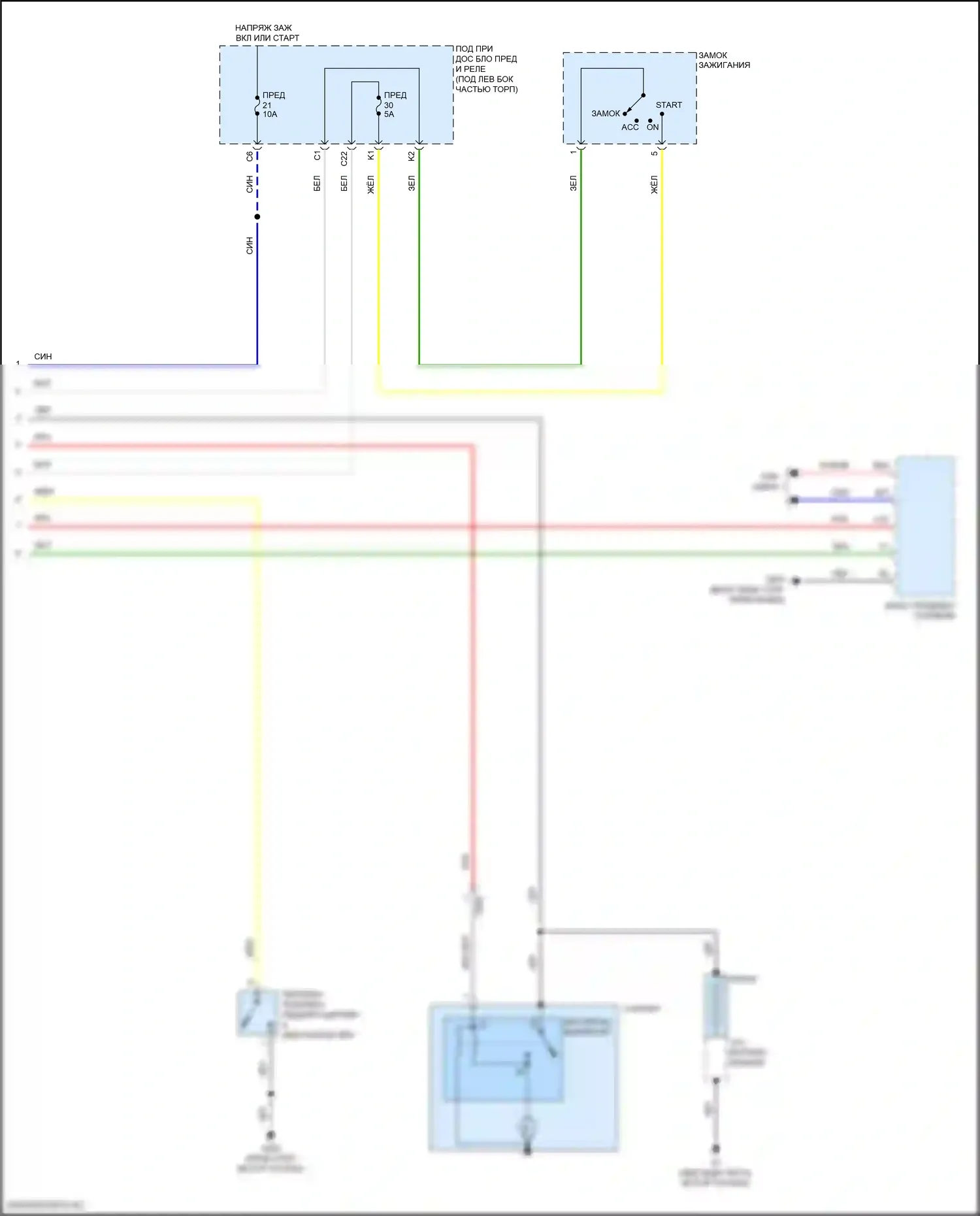 Civic Honda X (2015-2021): Электросхема стартера, хэтчбек без системы бесключевого доступа (2 из 2) 