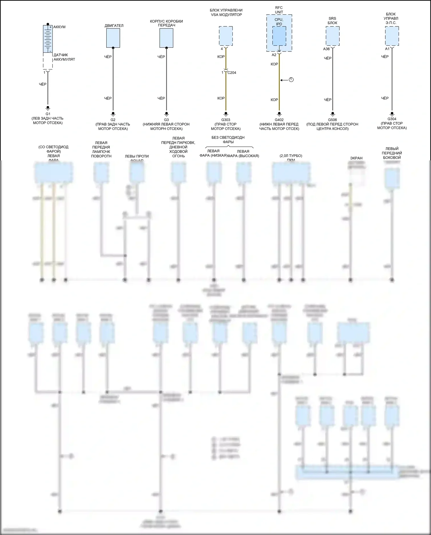 Civic Honda X (2015-2021): Электросхема разводки массы, хэтчбек (1 из 5) 