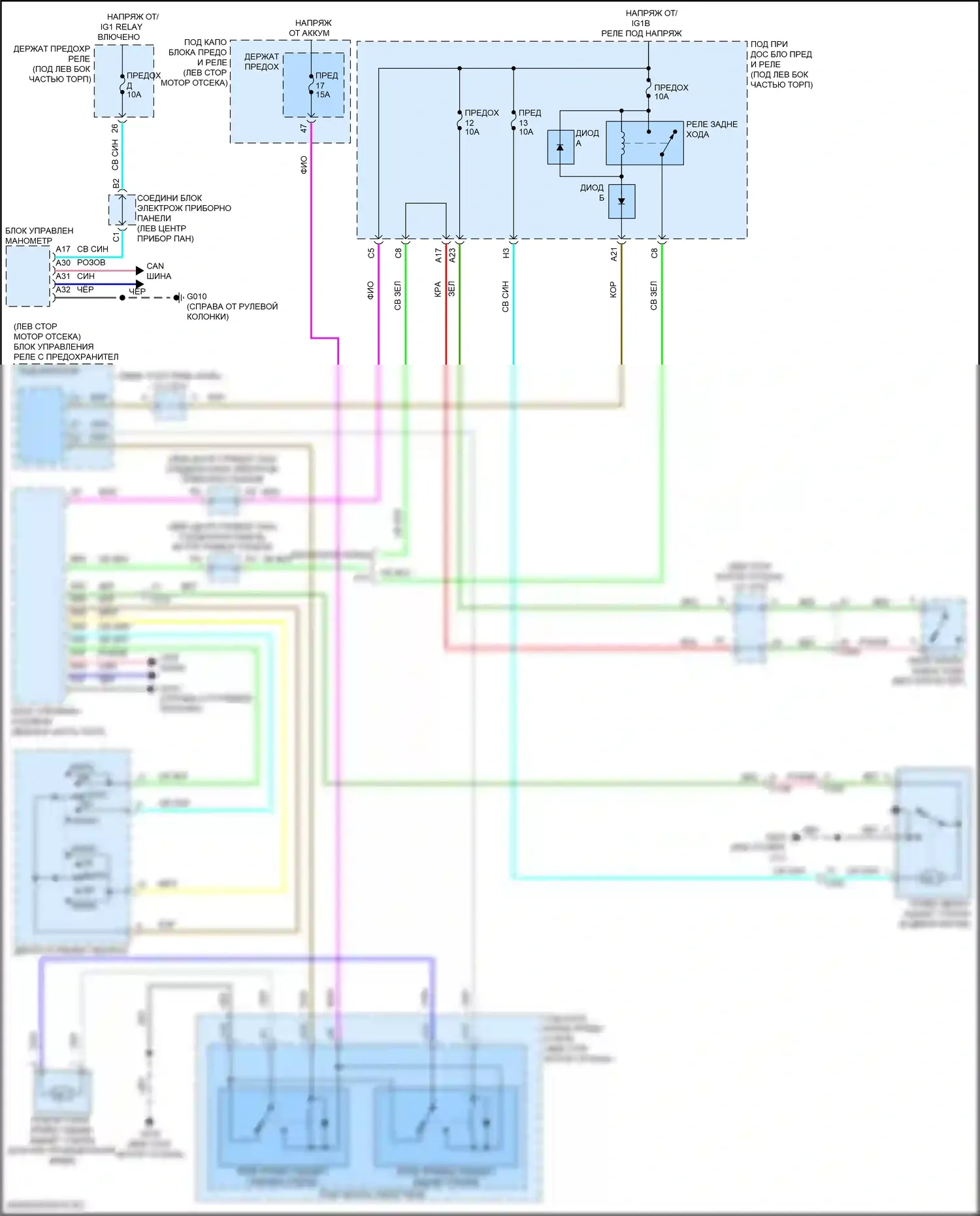 Civic Honda XI (2021-2024): Электросхема задних дворников и омывателей 