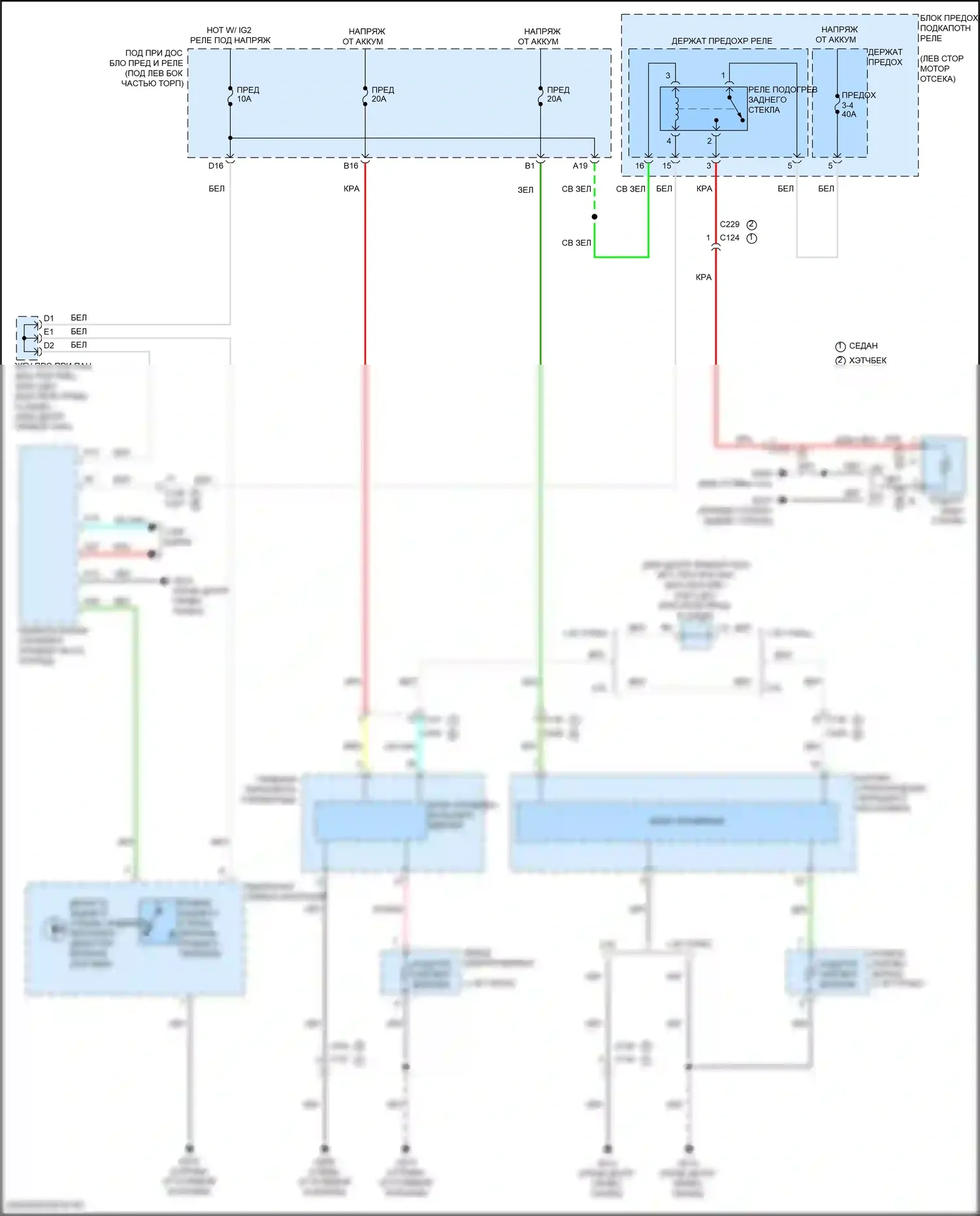 Civic Honda XI (2021-2024): Электросхема подогрева стекол 