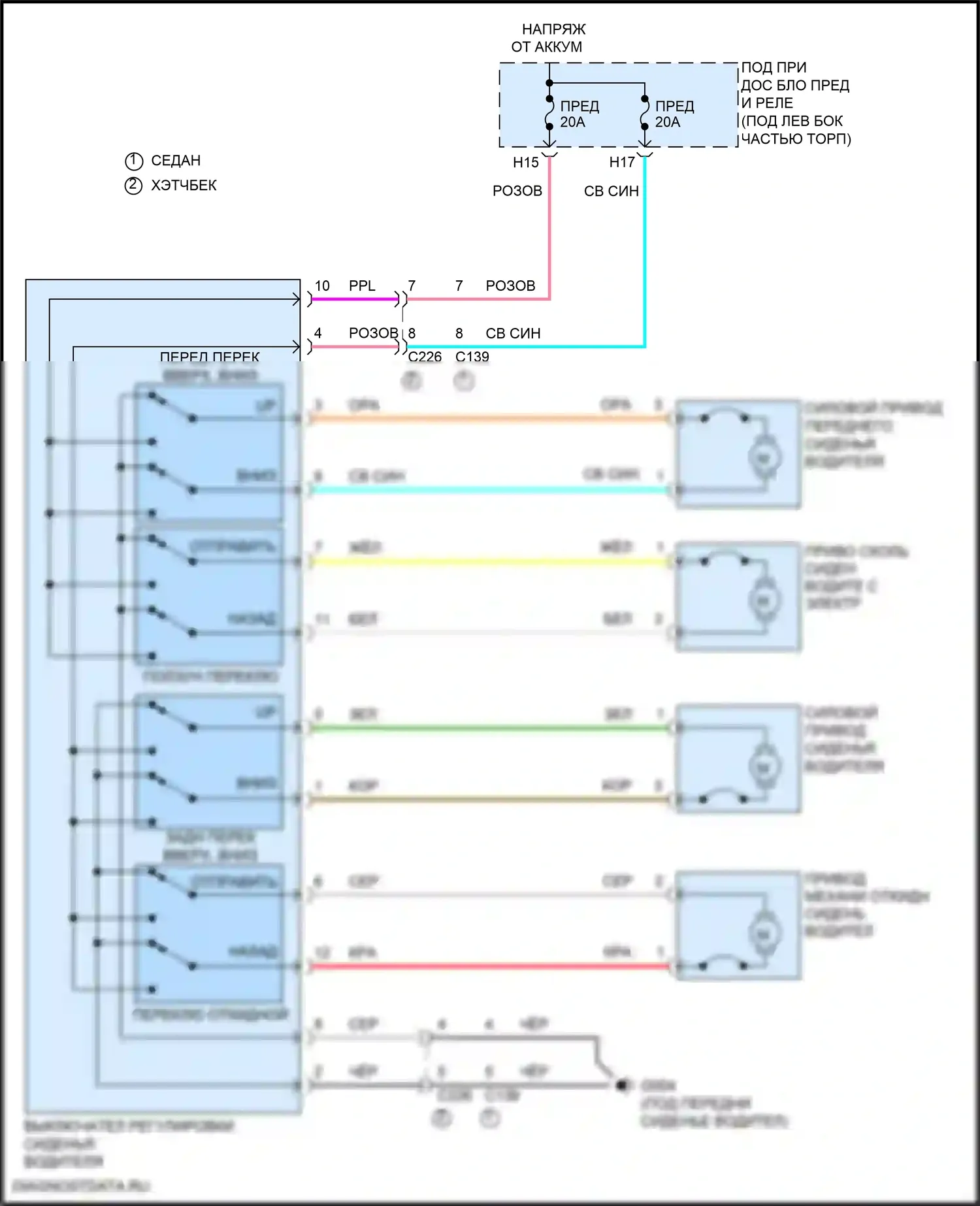 Civic Honda XI (2021-2024): Питание водительского сиденья электросхема 