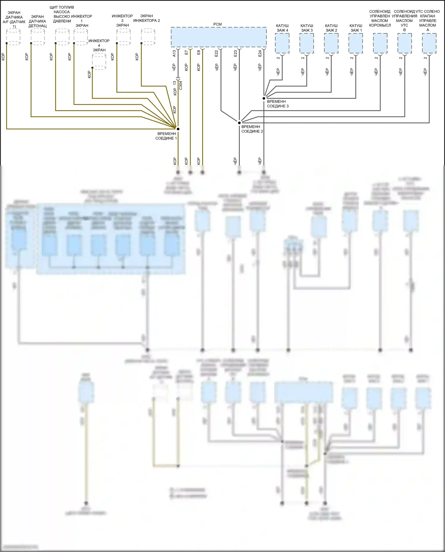 Civic Honda XI (2021-2024): Электросхема точек подключения масс, хэтчбек (1 из 4) 