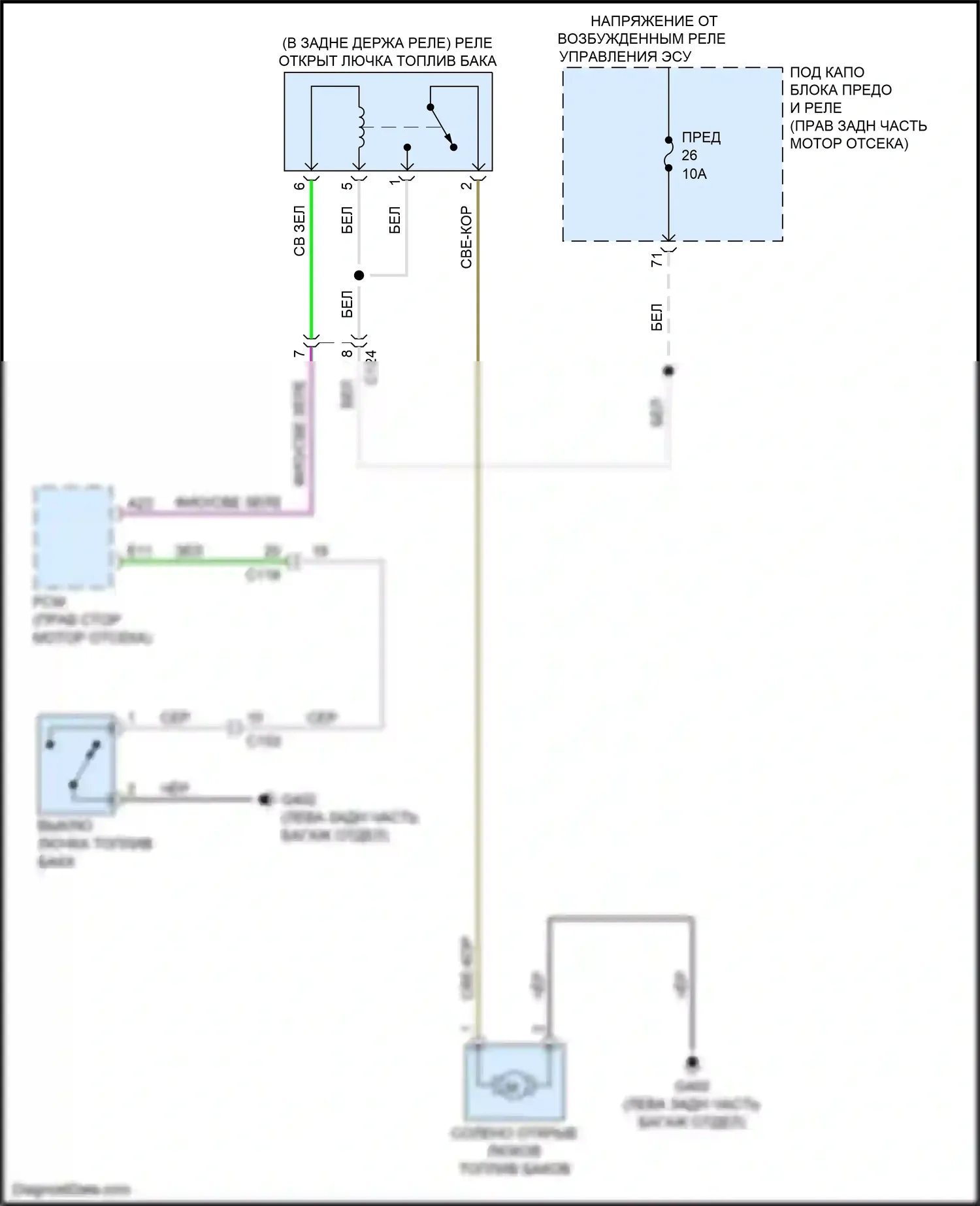 Clarity Honda II (2016-2021): Электросхема разъединения багажника 