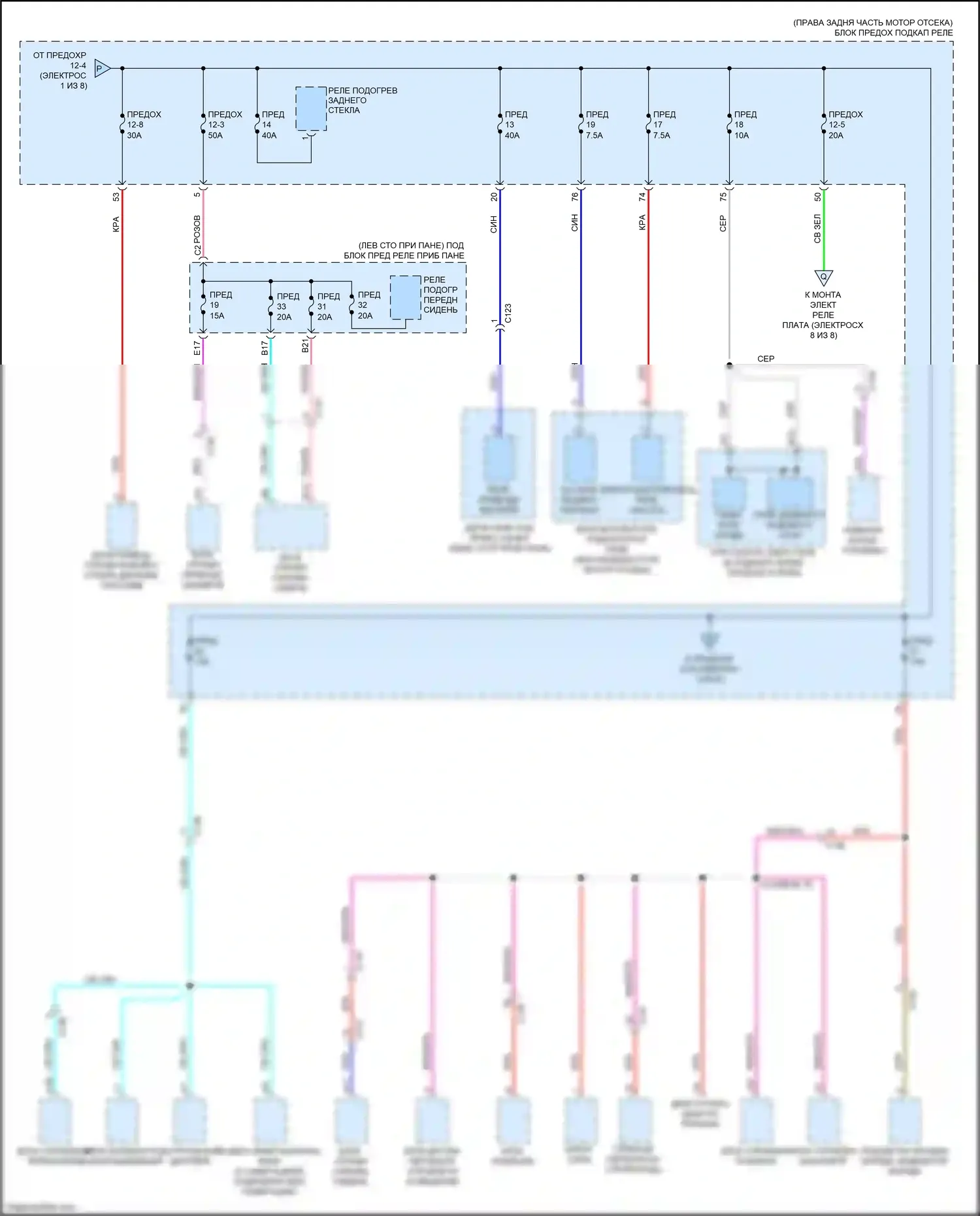 Clarity Honda II (2016-2021): 1,5л, электросхема блока предохранителей реле (2 из 8) 