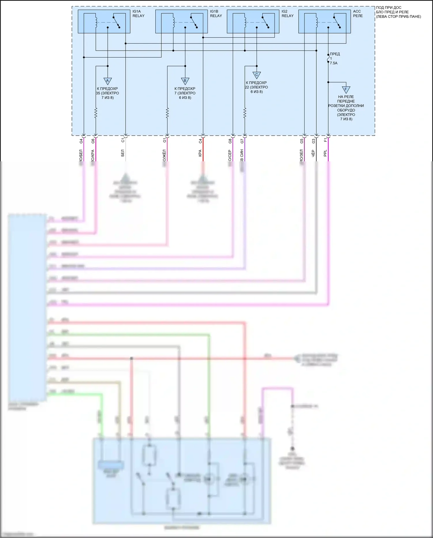 Clarity Honda II (2016-2021): 1,5л, электросхема блока предохранителей-реле (5 из 8) 