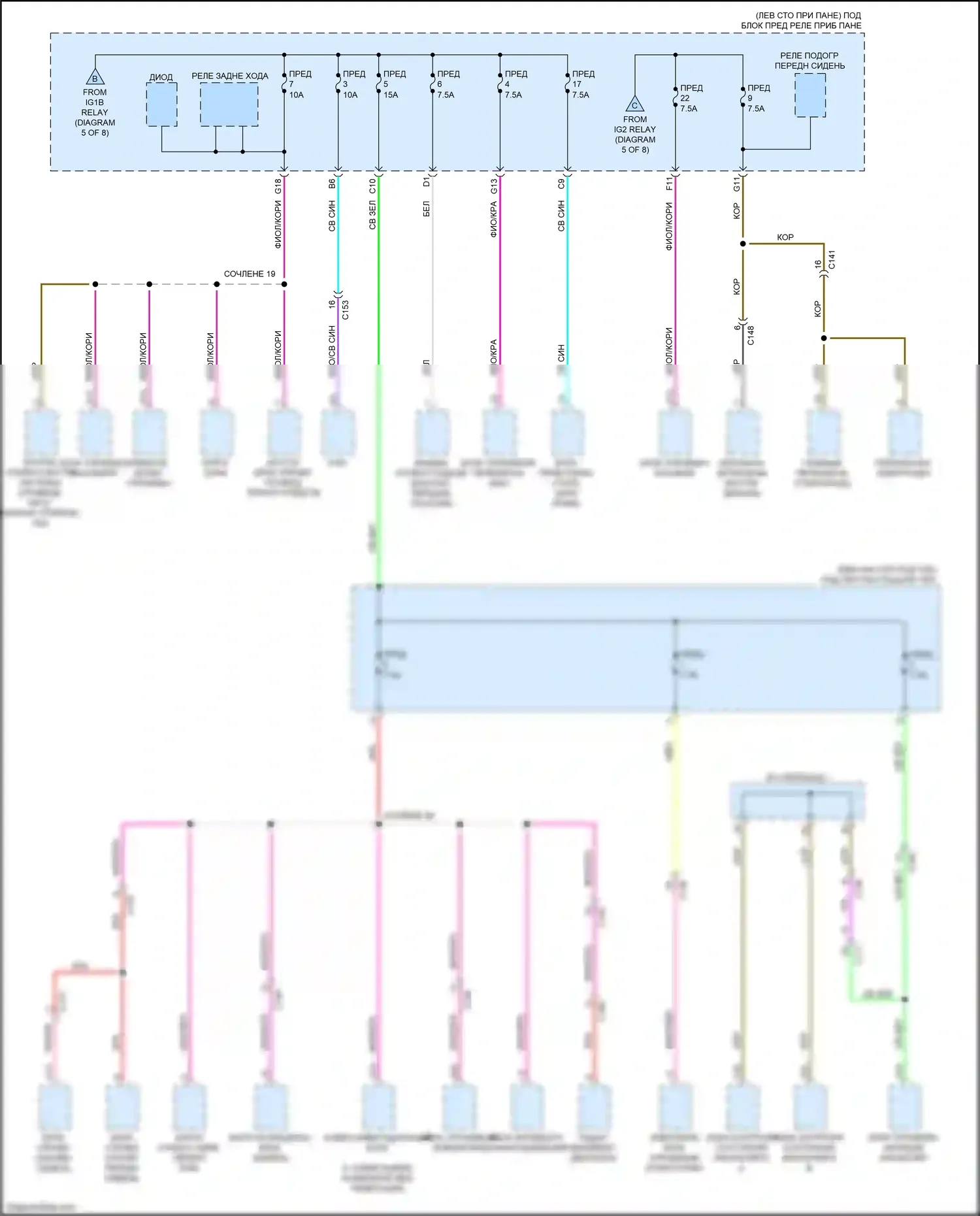Clarity Honda II (2016-2021): 1,5л, электросхема блока предохранителей-реле (6 из 8) 