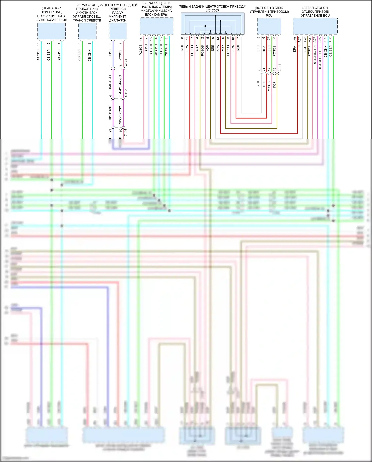 Clarity Honda II (2016-2021): Электрическая, компьютерная электросхема линии данных (3 из 4) 